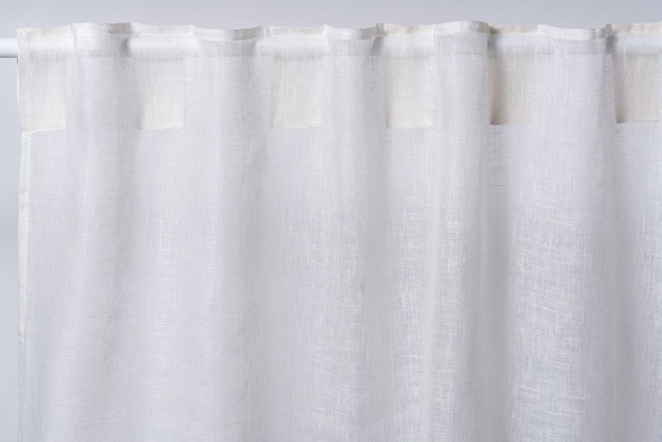 Vorhang Vorhang 100% Leinen unifarben 130 x 260 cm handgefertigt,  Indradanush, verdeckte Schlaufen (1 St), halbtransparent, Store,  hinterlegte Schlaufen, Vorhangschal, geeignet für Gardinenstangen