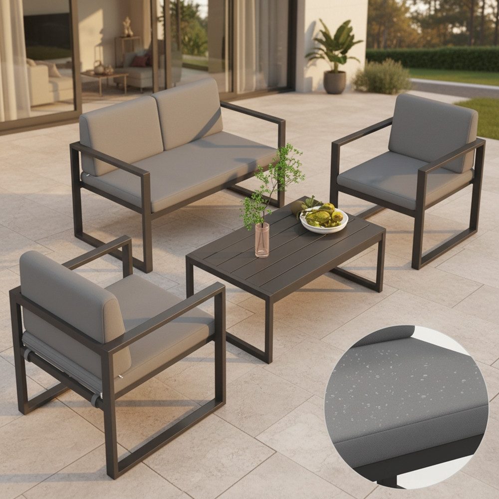 Mucola Gartenlounge-Set Sitzgruppe Aluminium Gartenset wetterfest Essgruppe günstig online kaufen