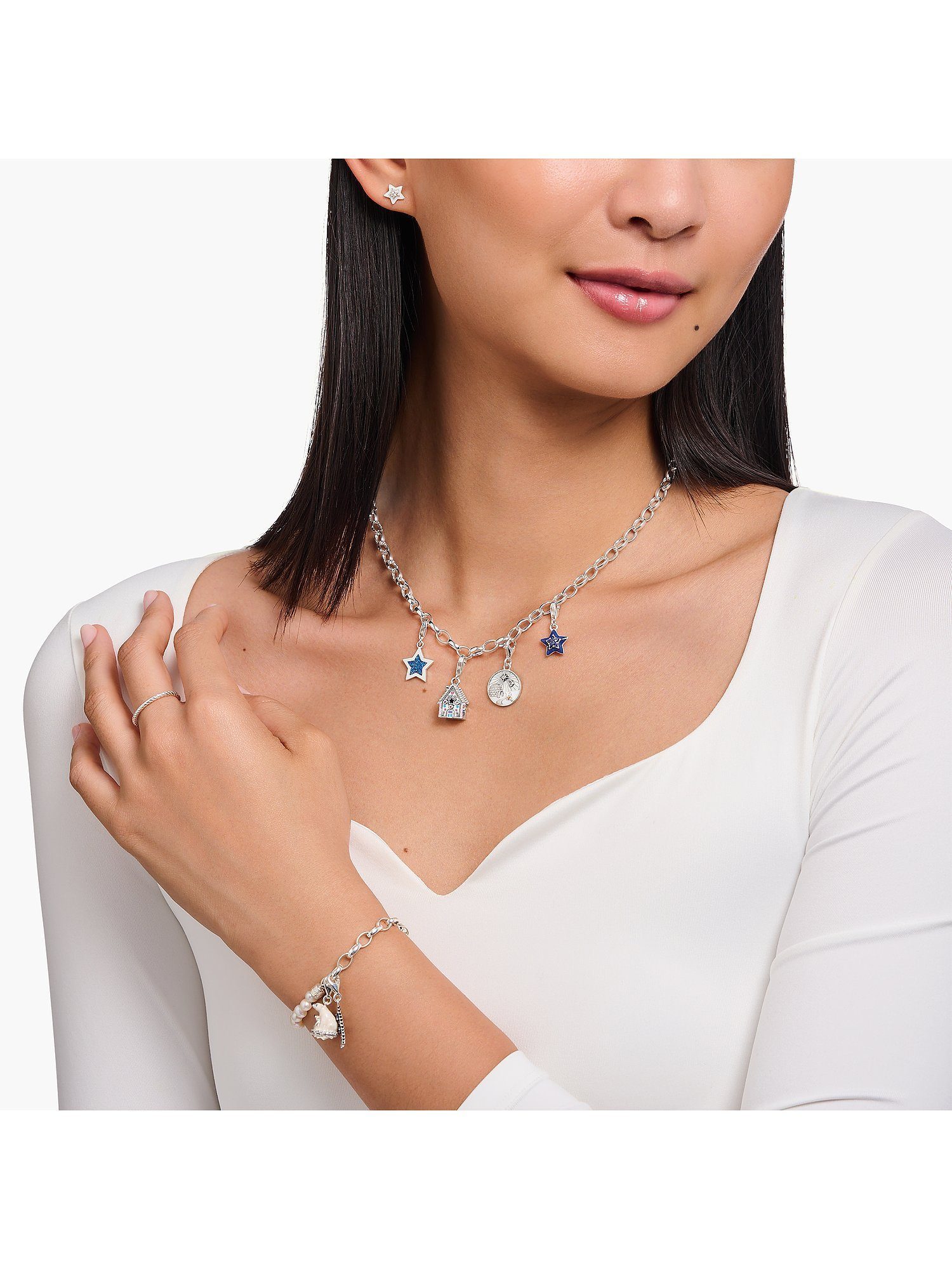 THOMAS SABO Kettenanhänger Thomas Sabo Damen-Charm Silber, Emaille