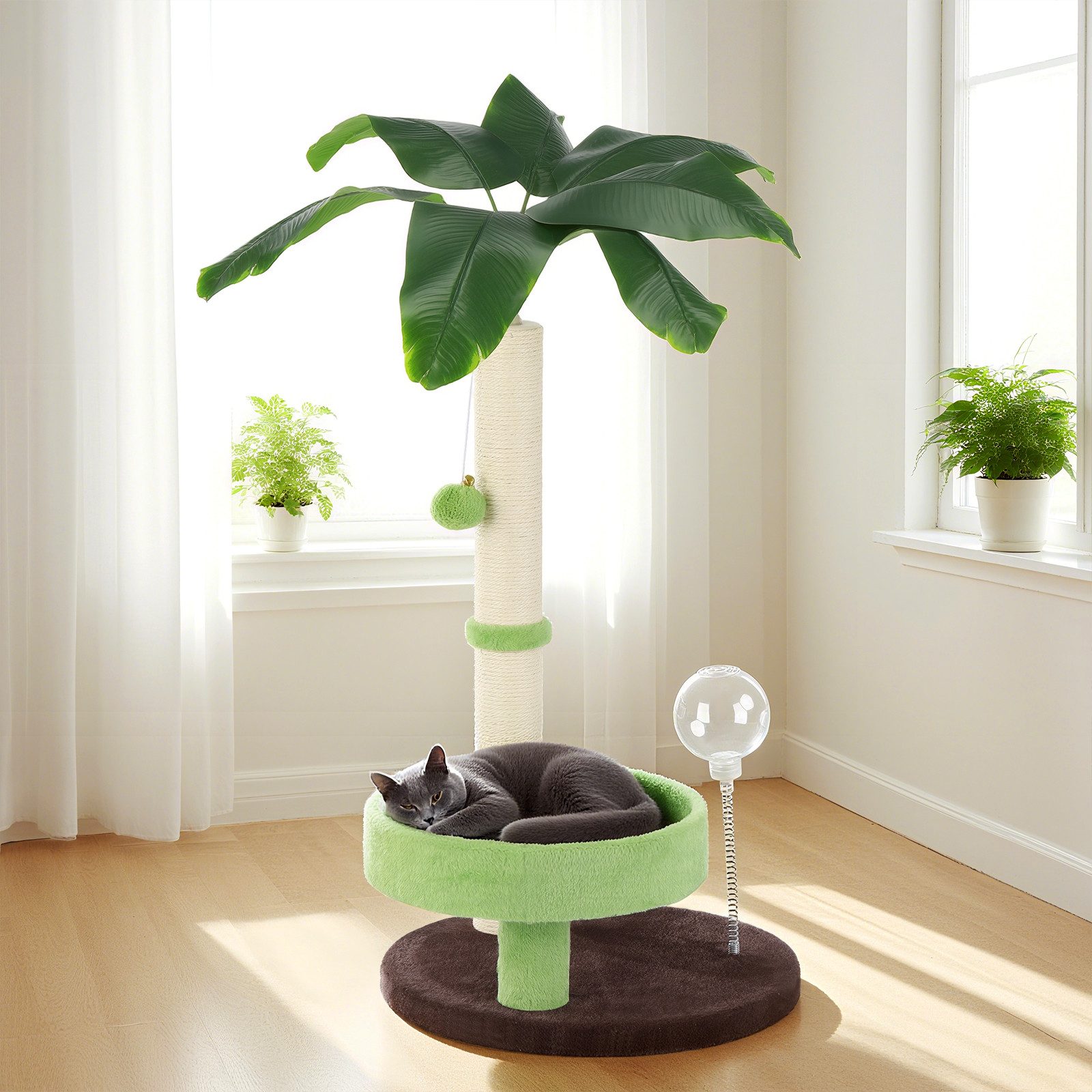 oyajia Kratzbaum Palme 70cm Höhe mit Liegefläche & Sisal Kratzsäule zum Kratzen Spielen