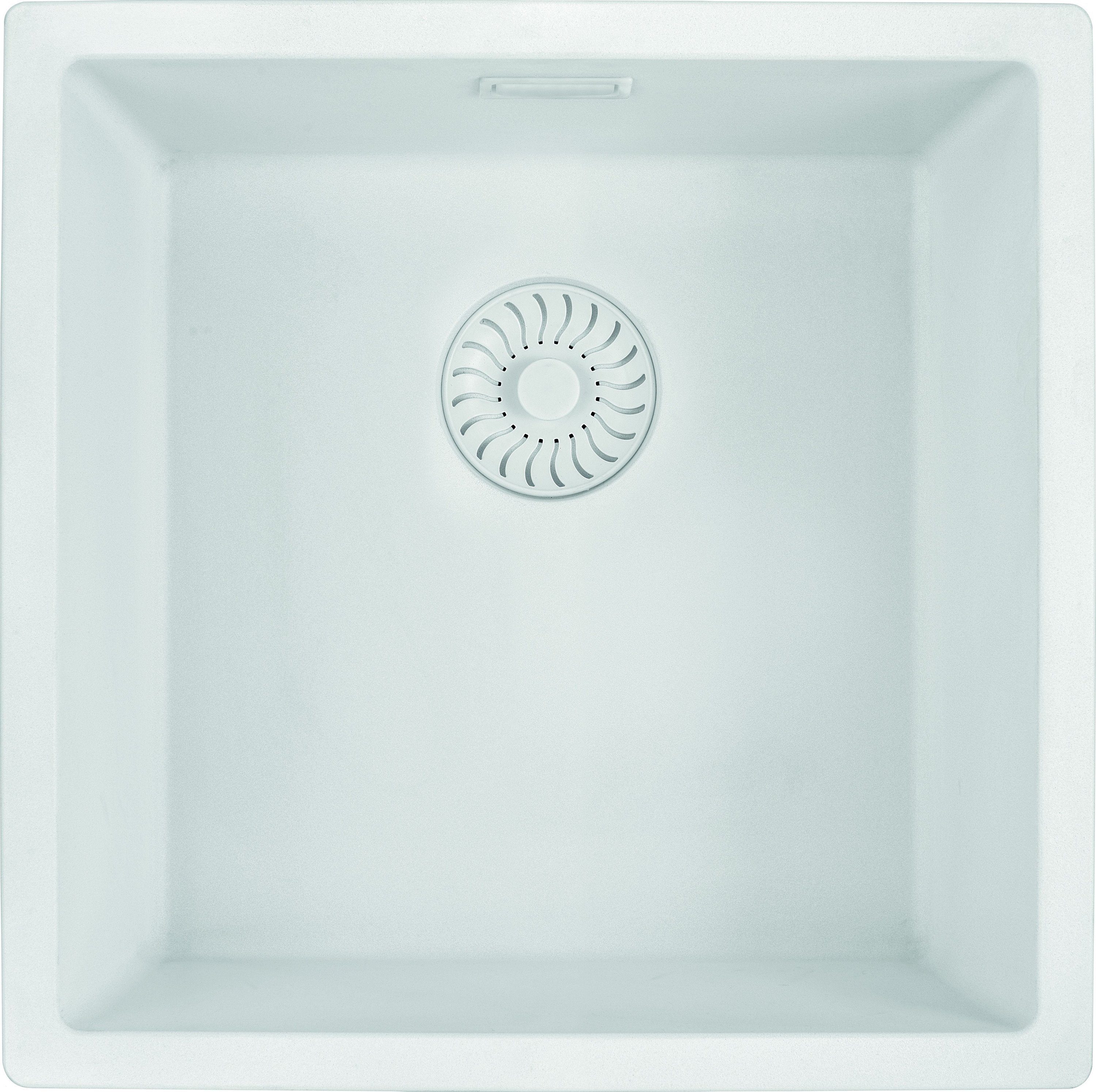 CARESSI Küchenspüle CAGRPP40WHFL, quadratisch, 44/44 cm, White Line, Quarzkomposit, Handgefertigt weiß