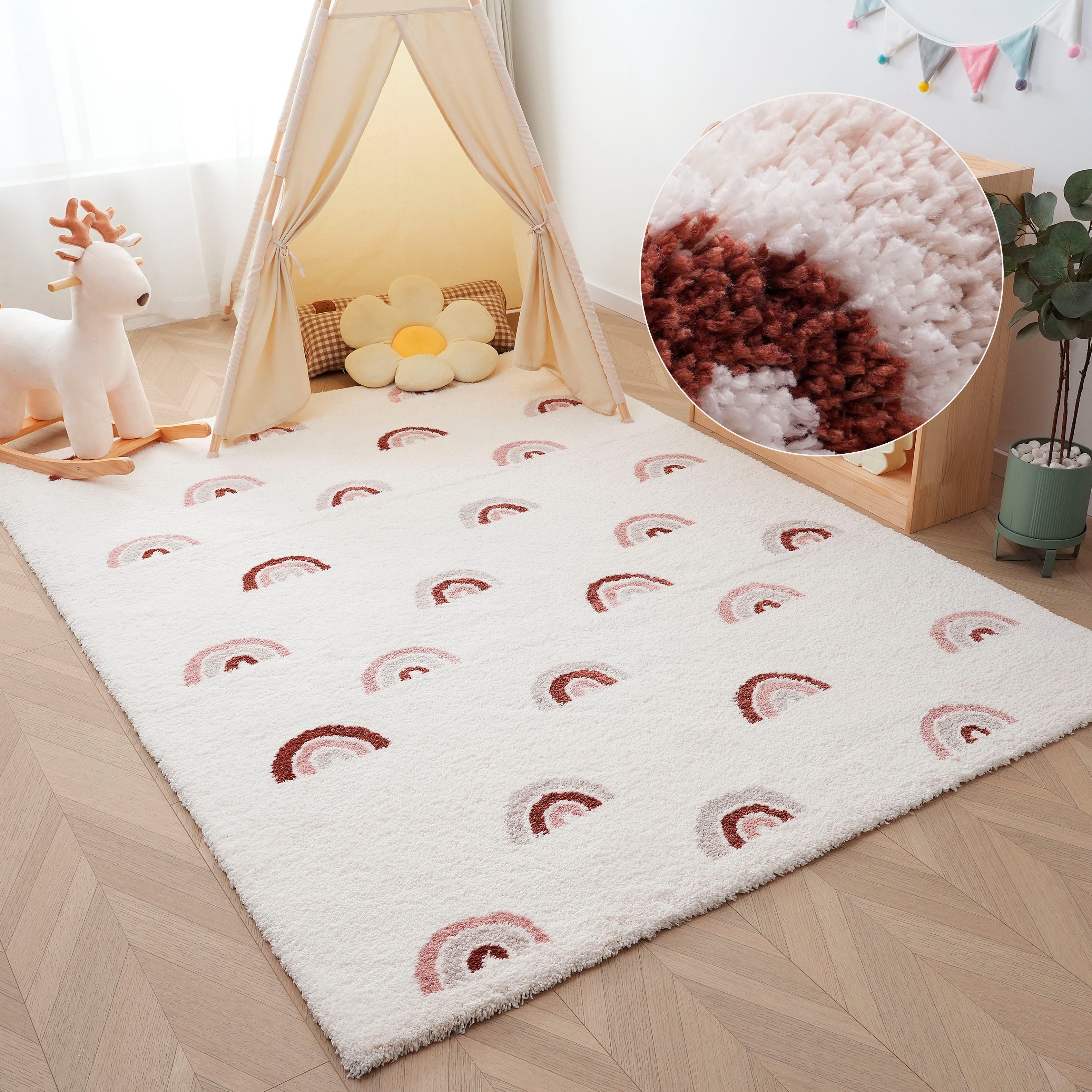 my home Kinderteppich Regenbogen, rechteckig, Höhe: 20 mm, weich, Pastell-Farben, modernes Design, Kinderzimmer