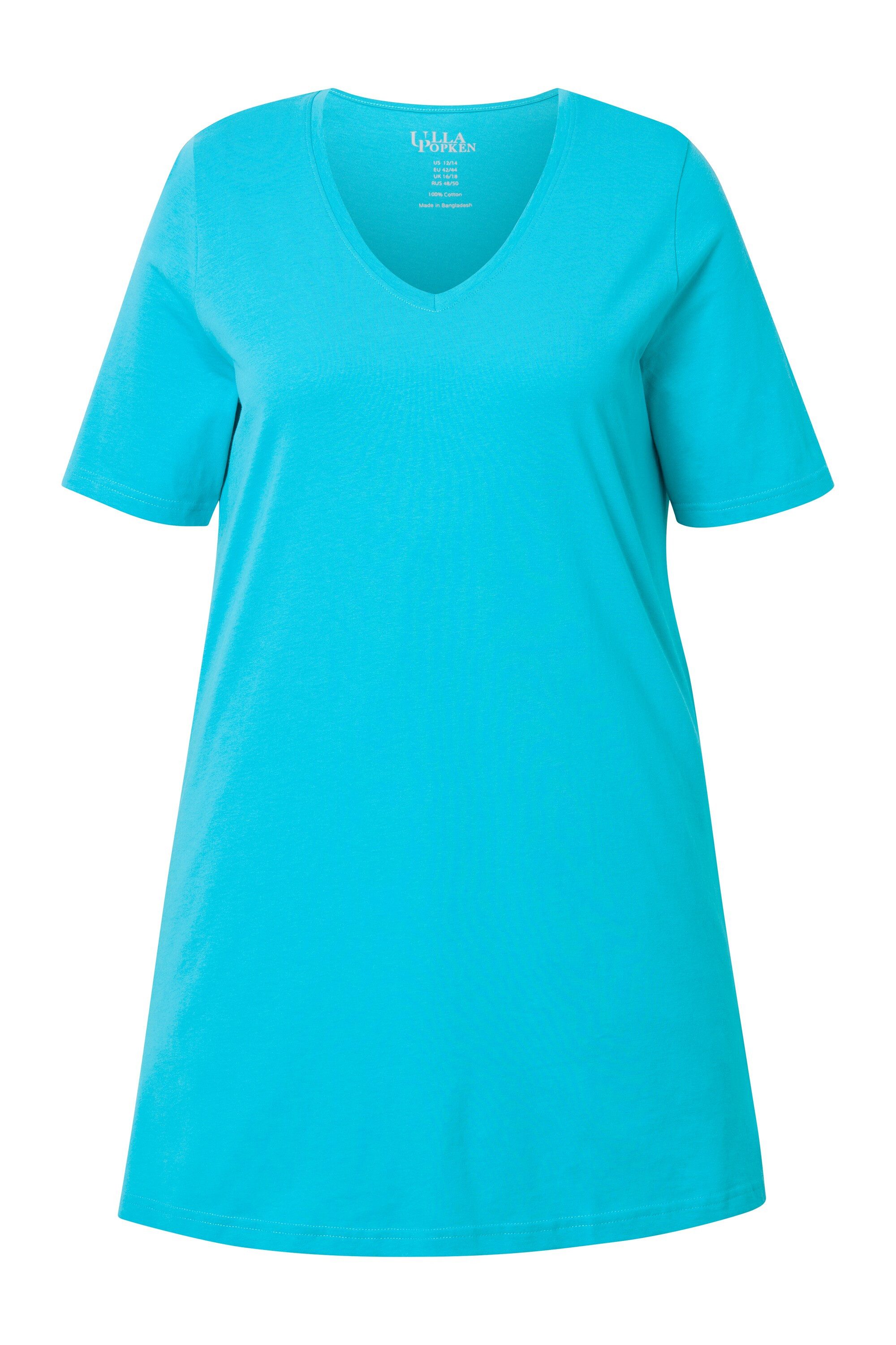Ulla Popken Longshirt Longshirt A-Linie V-Ausschnitt Halbarm günstig online kaufen