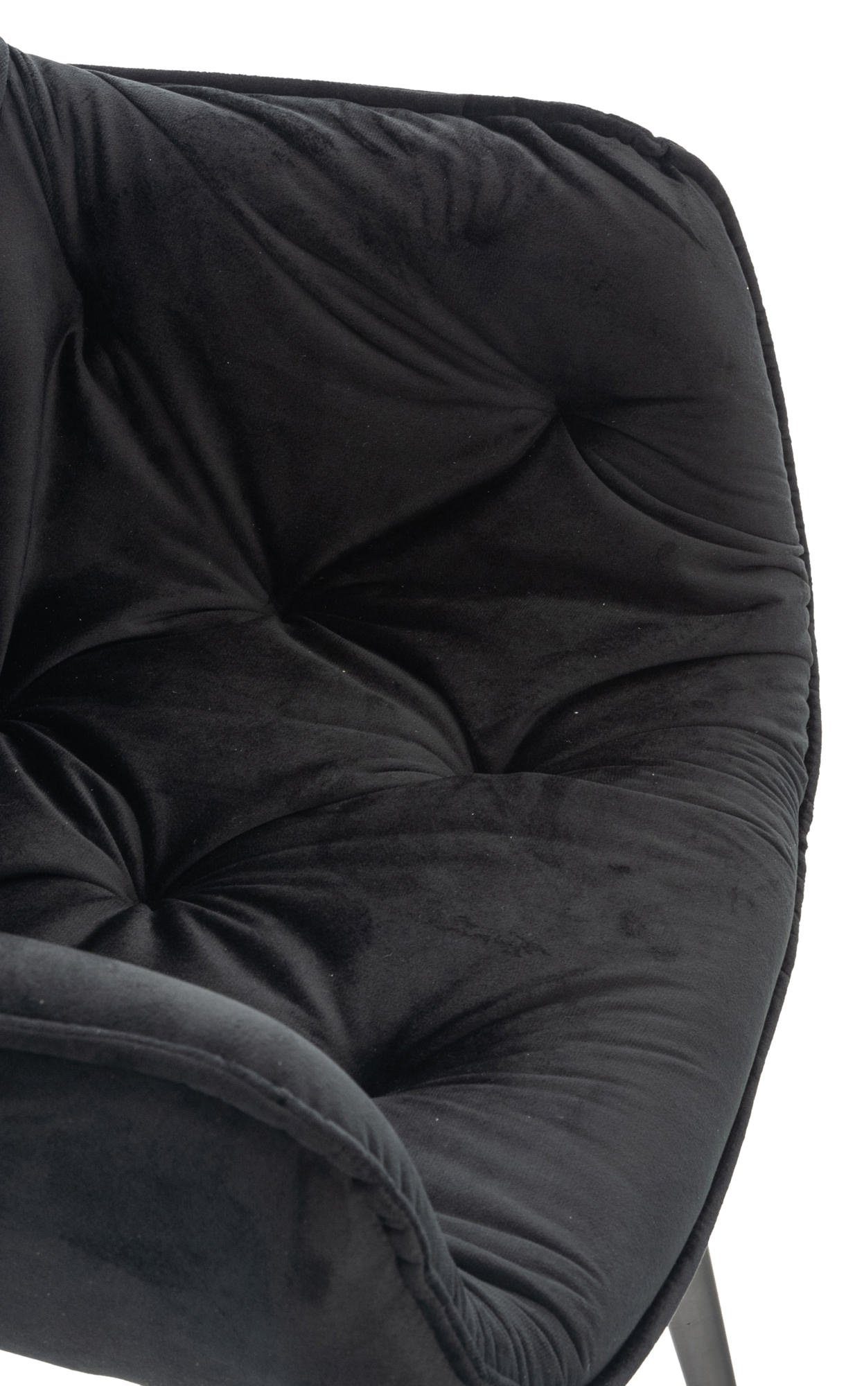 Tanna 4-Fuß-Stuhl, Samt, Armlehnen, Esszimmerstuhl CLP Metallgestell schwarz