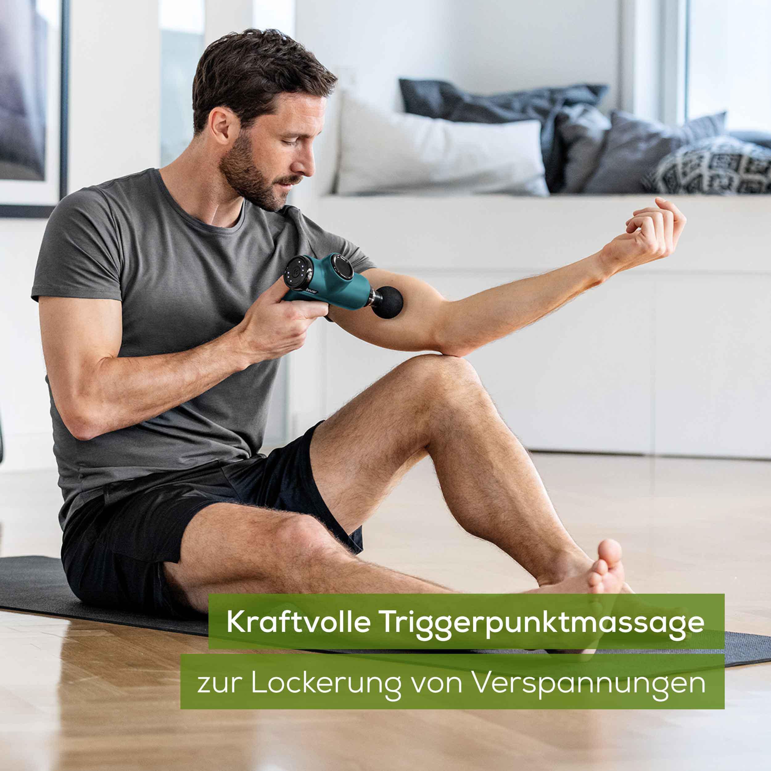 BEURER Massagegerät MG 99 kraftvolles Muskelmassagegerät mit 4 Aufsätzen, Massage-Gun für wohltuende Triggerpunkt-Massagen