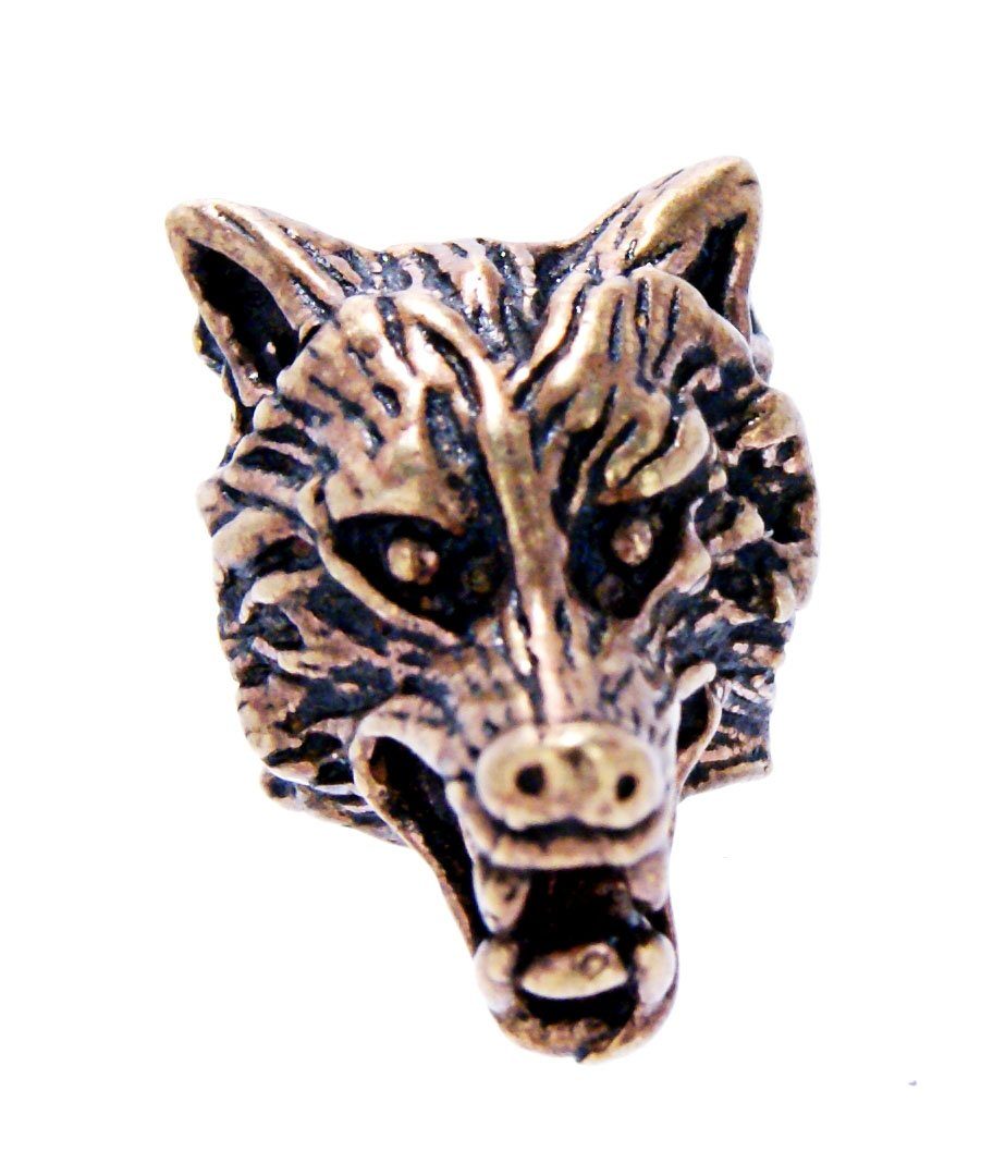 Haarperle Wolfskopf Wolf Bronze Kiss Diadem Leather Haar Bartschmuck Bartperle Bart of