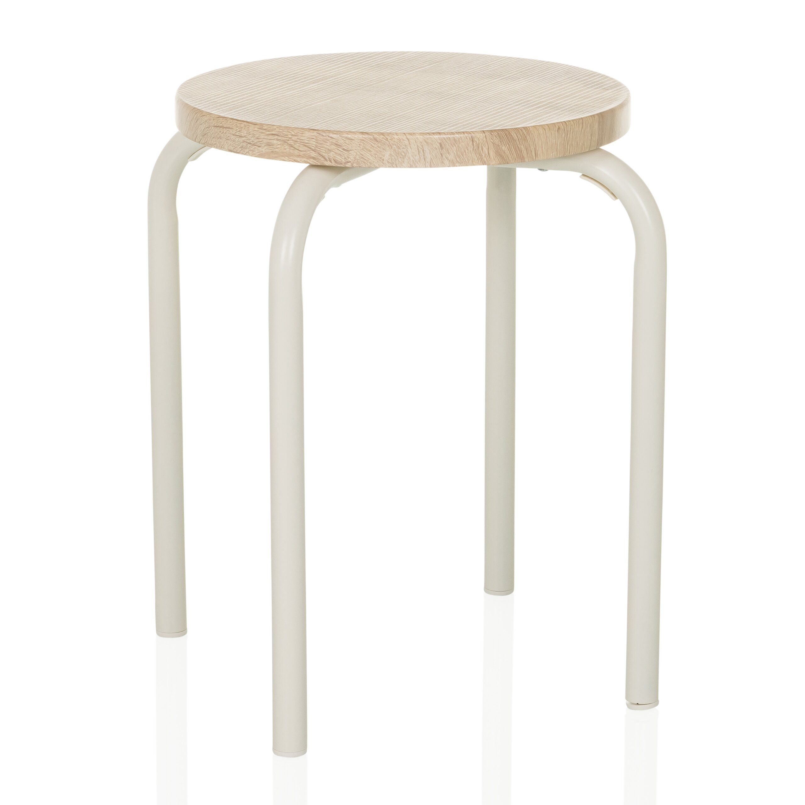 hjh LIVING Sitzhocker ALRANDA Hocker, Hocker rund, Holz Sitzfläche, Metallbeine