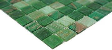 Mosani Bodenfliese Glasmosaik Mosaikfliesen grün glänzend / 10 Matten