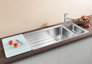 Blanco Küchenspüle AXIS III 6 S-IF, rechteckig, mit Glasschneidebrett und Edelstahlschale
