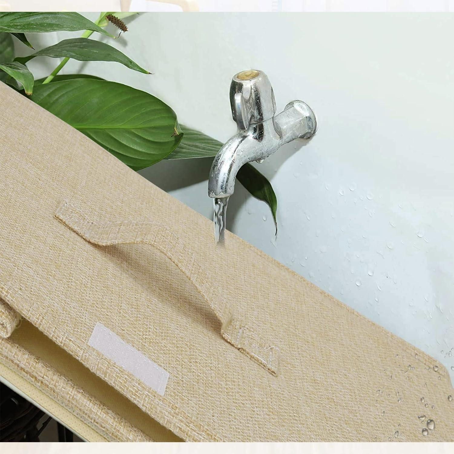 LuxusKollektion Faltbox Aufbewahrungsboxen Faltbox Deckel Griff Stoff 2 Stück Beige