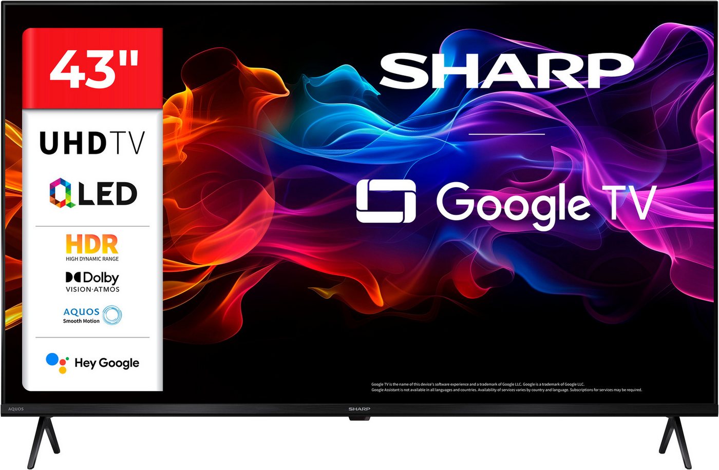 Sharp 4T-C43HPx QLED-Fernseher (108 cm/43 Zoll, 4K Ultra HD, Smart-TV, Google TV)