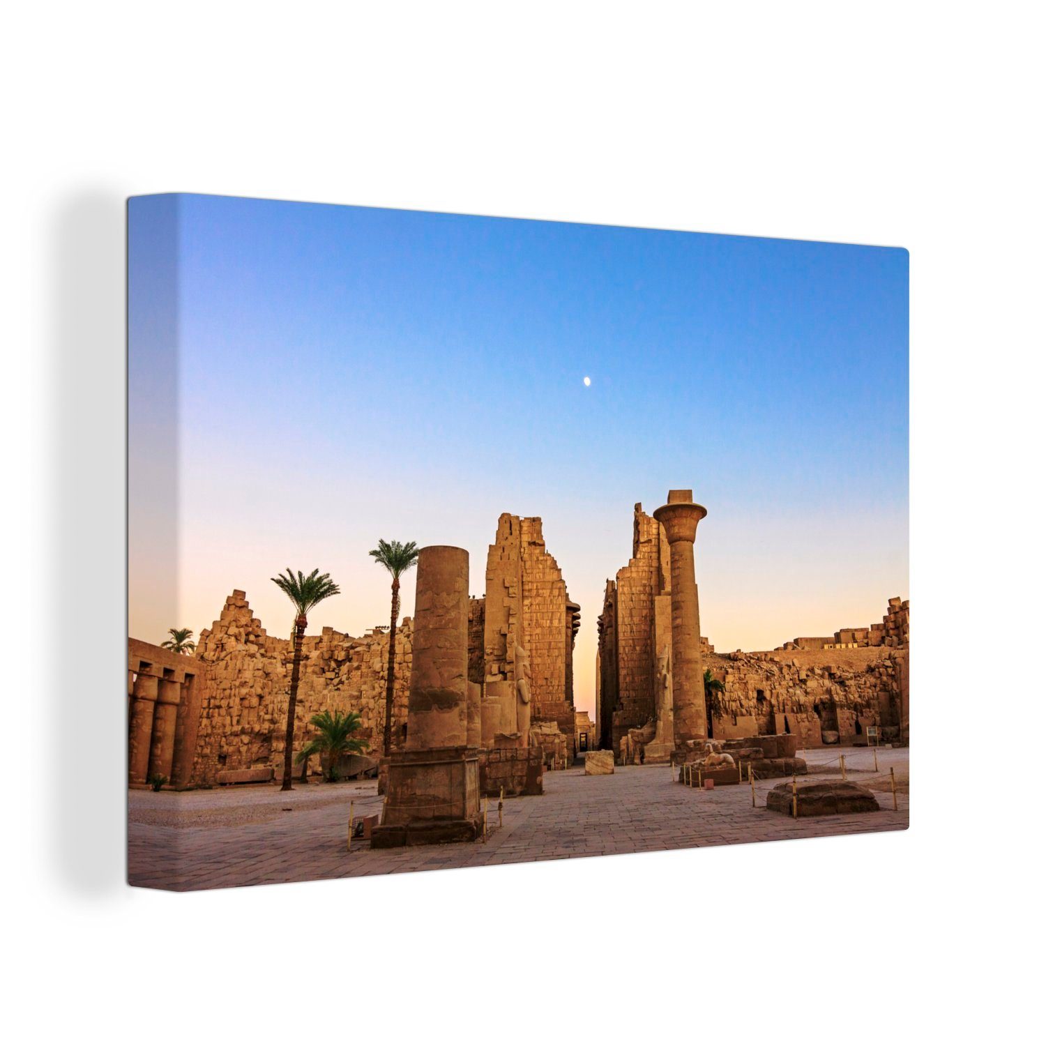 Leinwandbild 30x20 Luxor, Leinwandbilder, OneMillionCanvasses® Aufhängefertig, im cm Schöner St), (1 Sonnenuntergang Wanddeko, Wandbild
