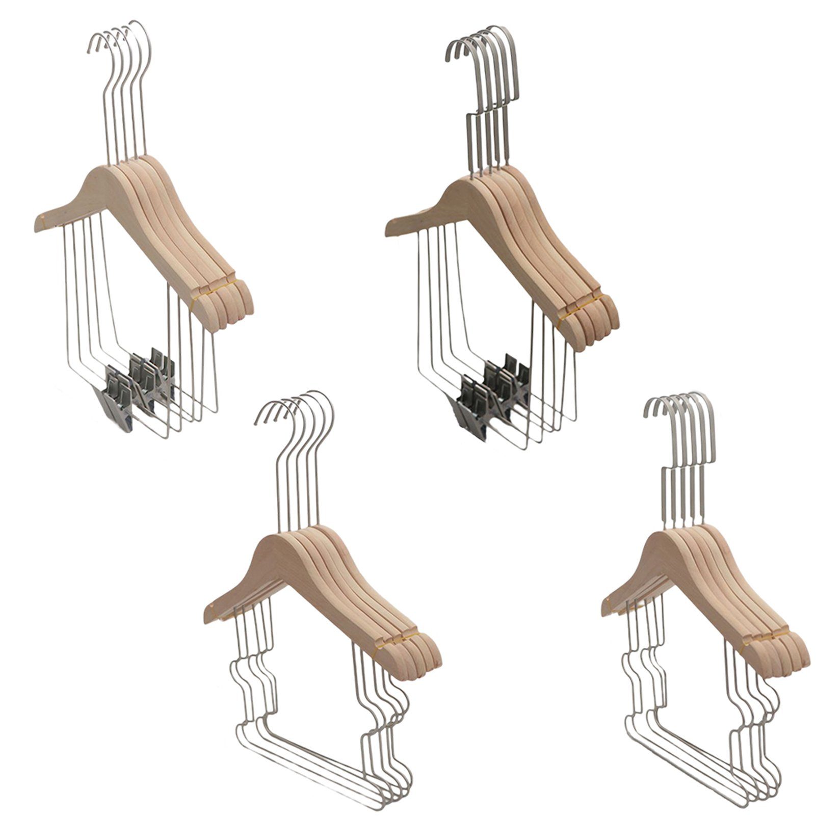 Blusmart Holzbügel Kleiderbügel Mit 2 Nahtloser Trockenbügel Einteiliger Clips, Mit Clip Einfacher