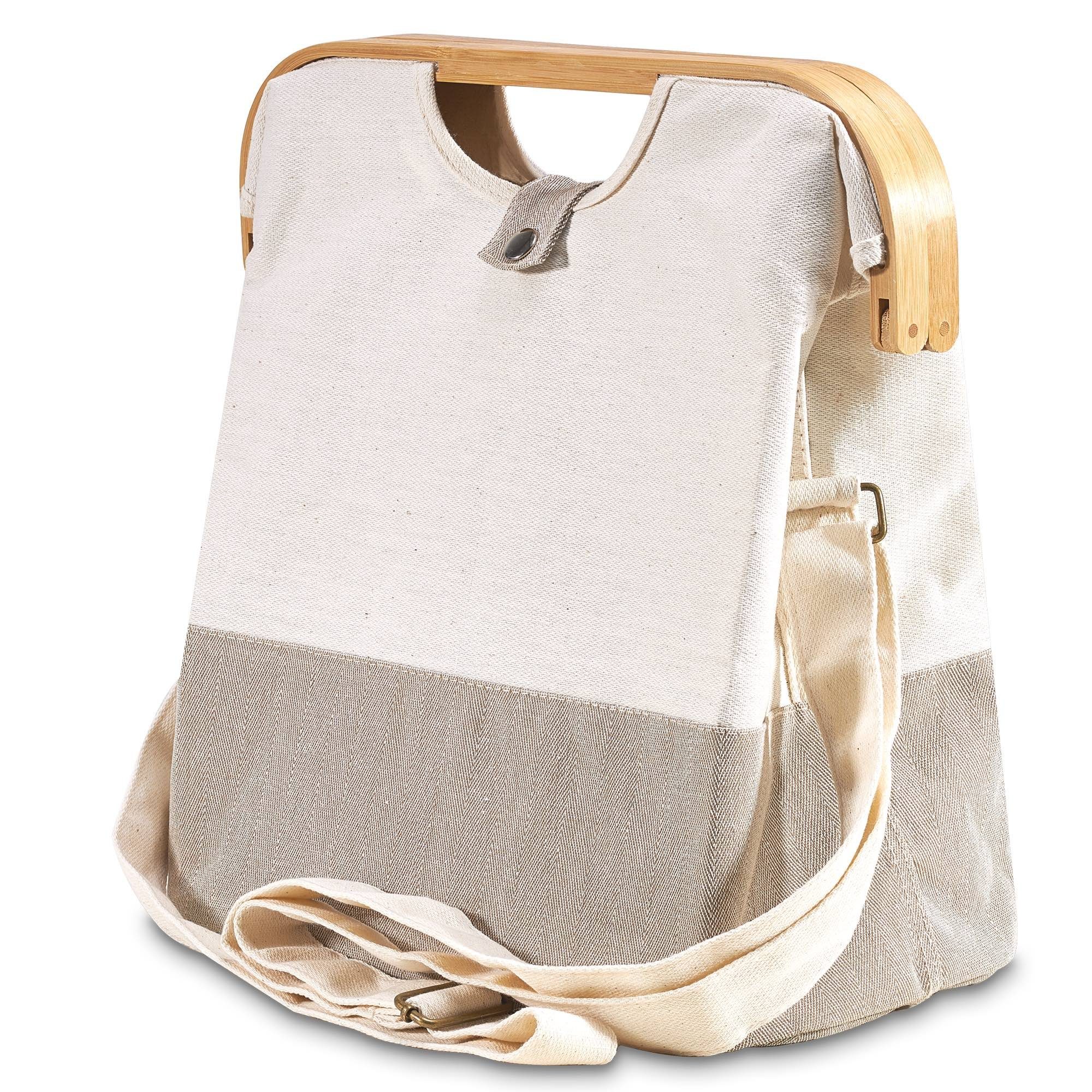 achilles Einkaufsshopper Urban-Shopper Einkaufstasche mit Holz-Griff Tragetasche Schulter-Gurt