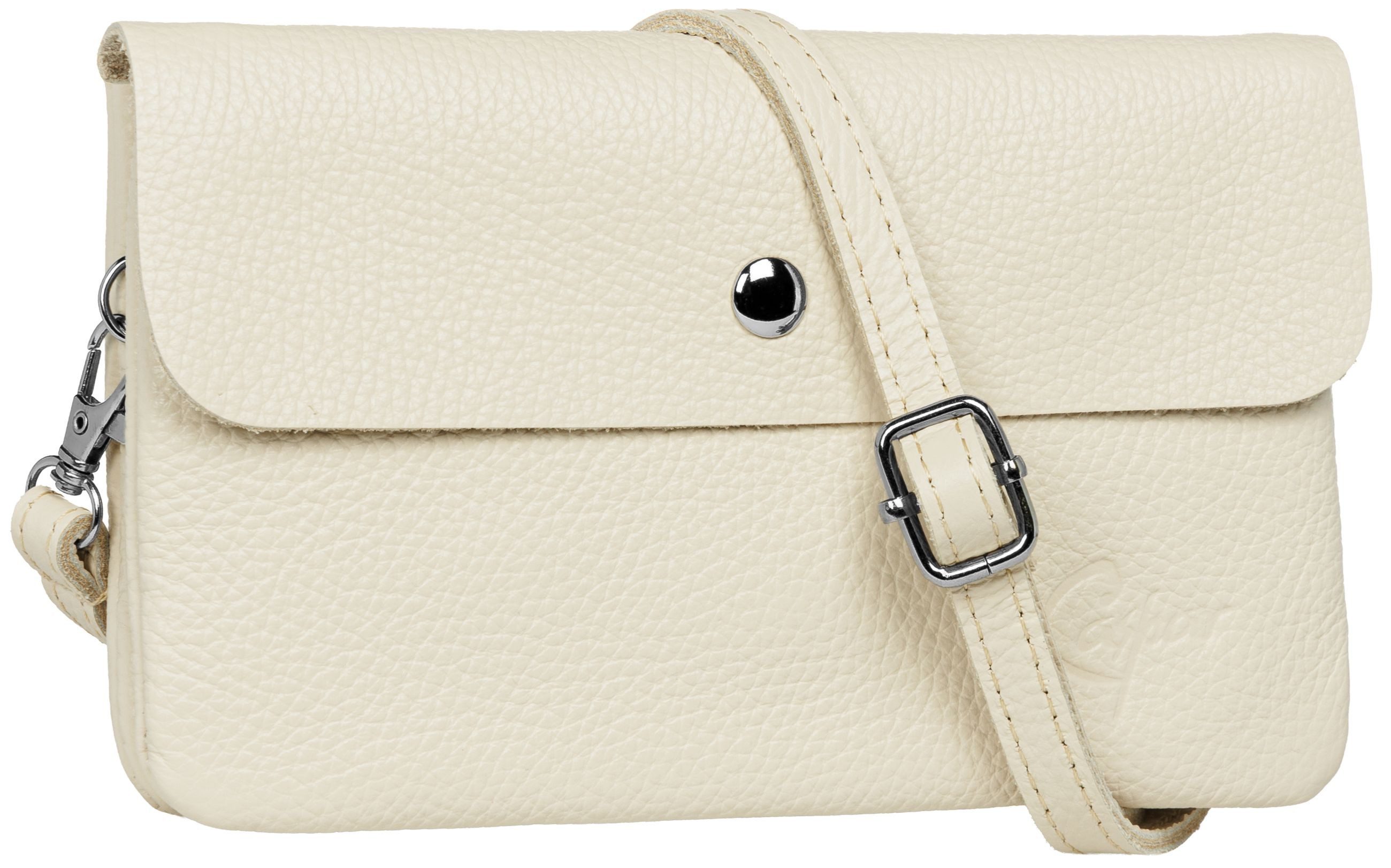 Caspar Umhängetasche Mini Leder Clutch Damen Handtasche - CLASSIC LINE - Modell No.827, leicht, elegant & unempfindlich - 100% Echtleder - Handmade in Italy