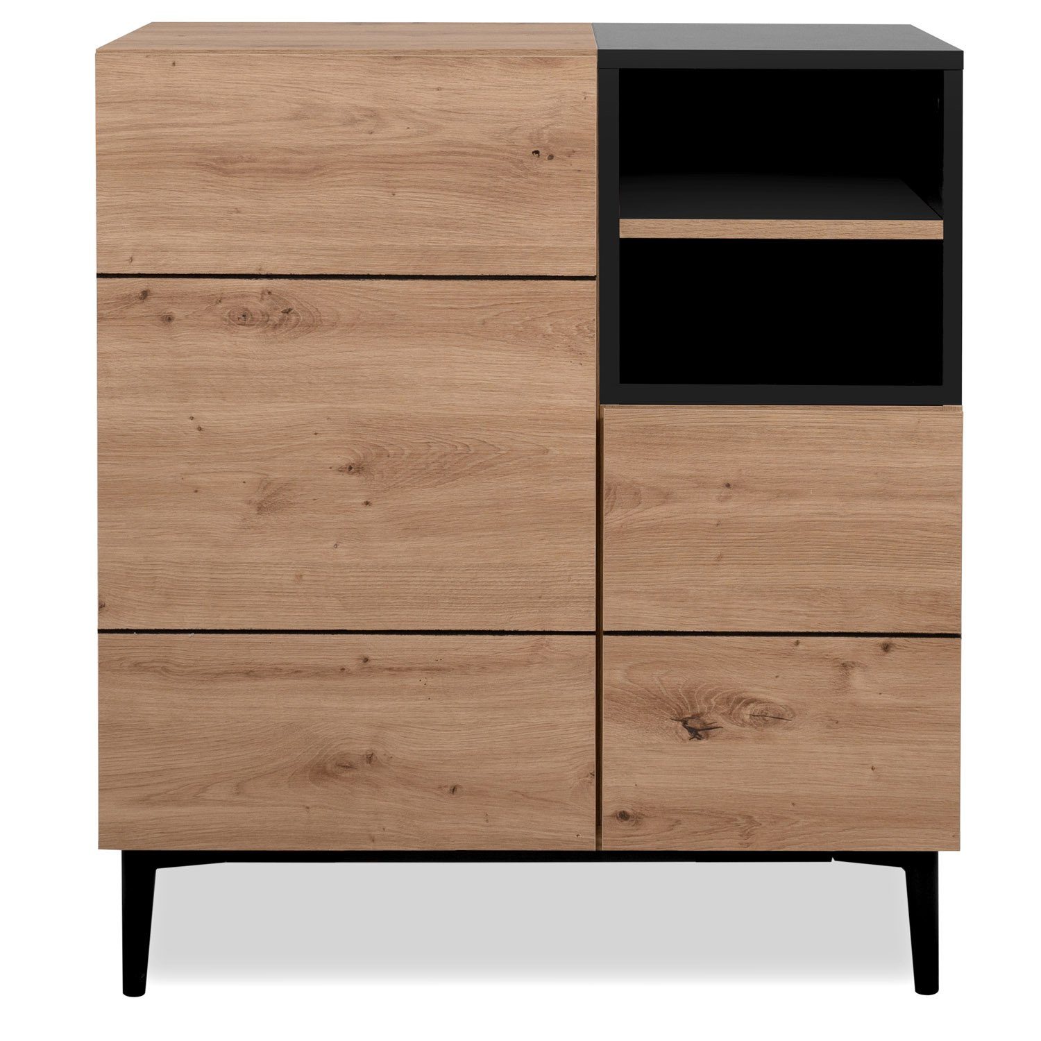 Homestyle4u Kommode Sideboard Eiche Holz Wohnzimmerschrank