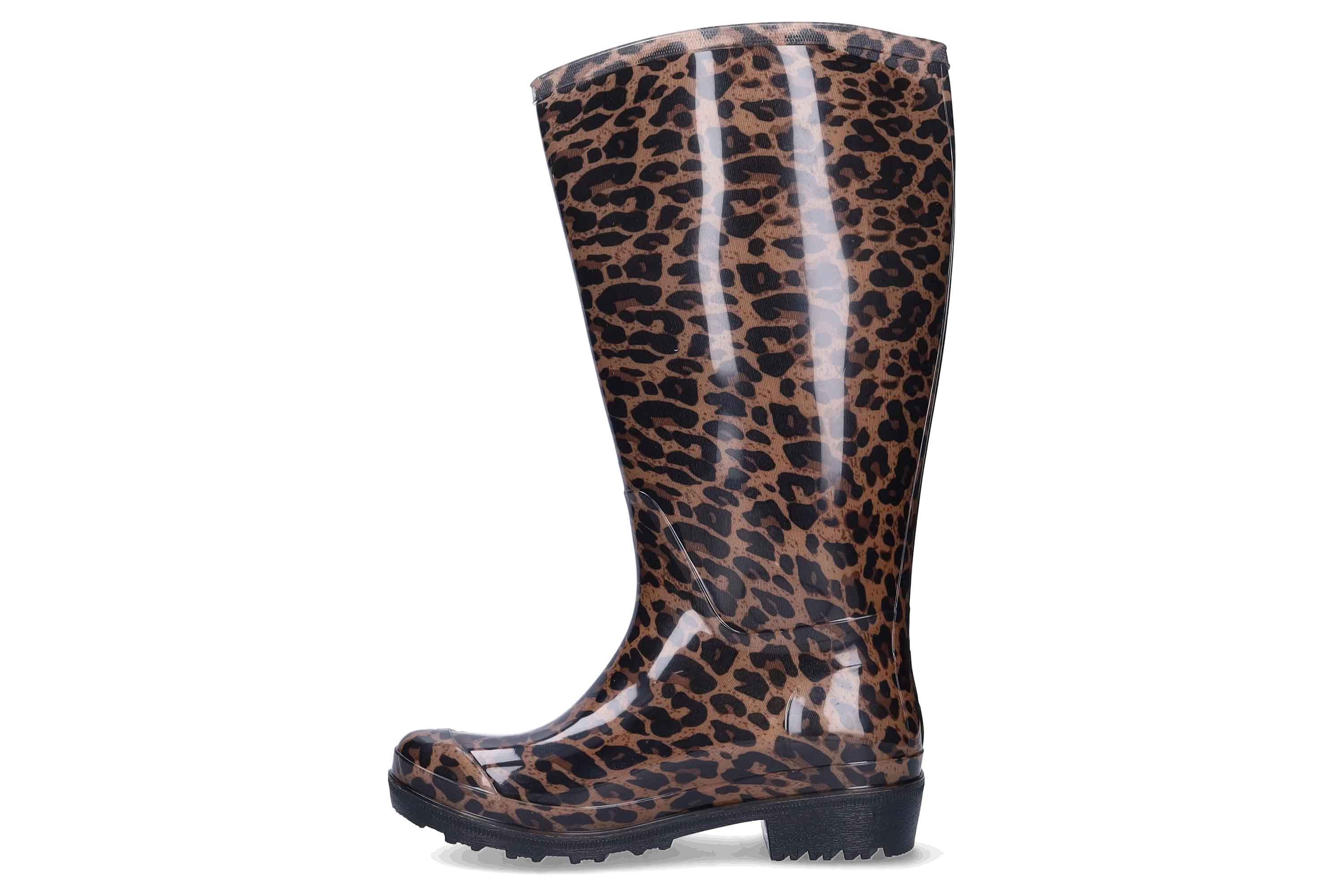9900013-351Bruin/Beige Leopard Gummistiefel