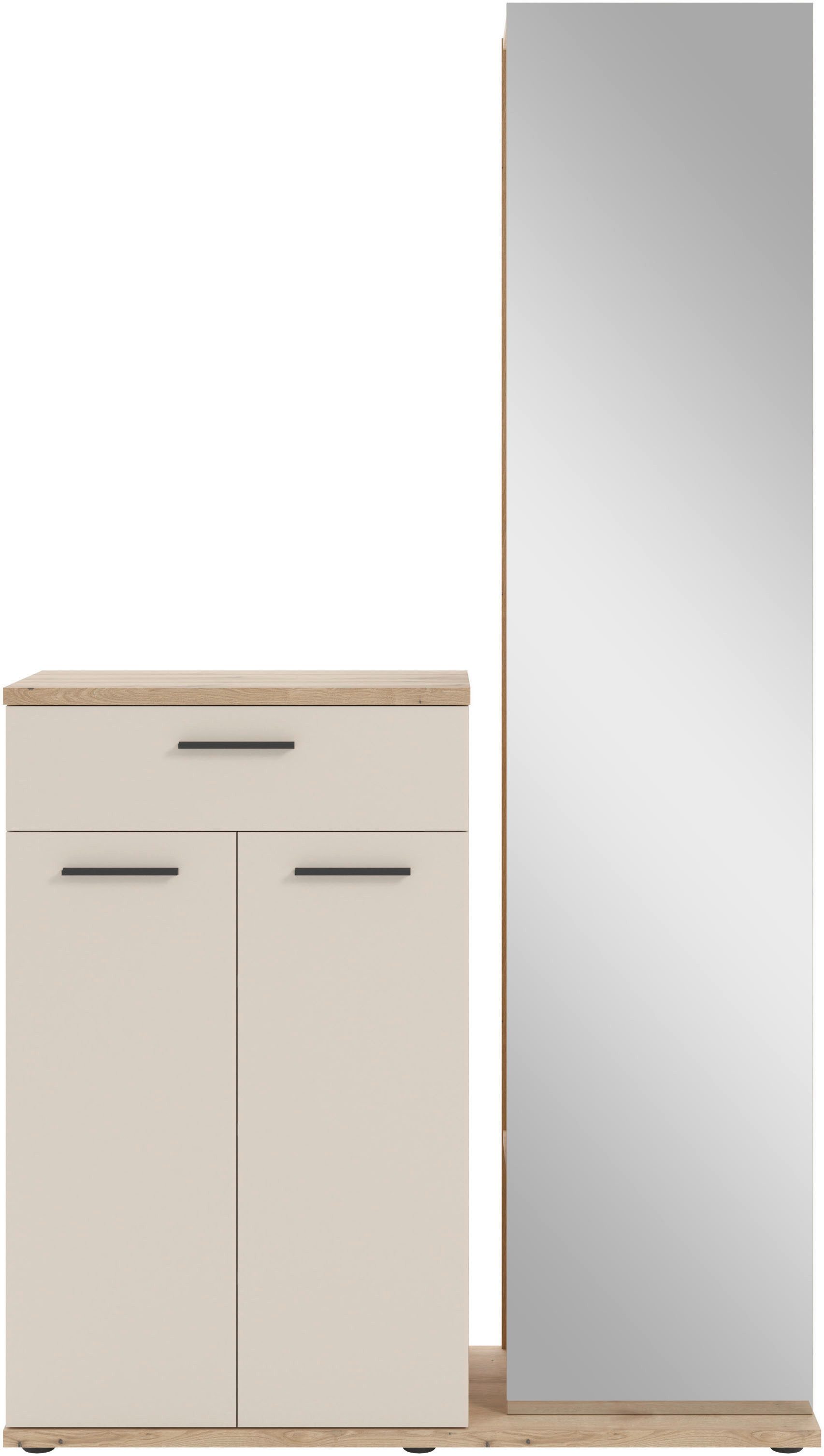 HBZ Garderoben-Set Kompaktgarderobe, BxHxT 105x188x38 cm mit Spiegel, (2-St), Breite 105cm, Softclose, Melaminbeschichtet, Spiegel