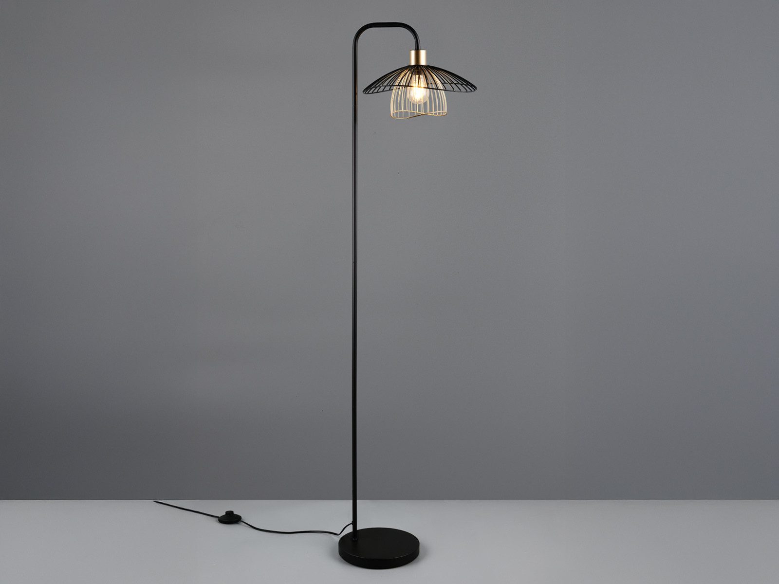 Reality Leuchten LED Stehlampe mit Gitter Lampenschirm Metall H: 155cm, Dimmfunktion, LED wechselbar, warmweiß, ausgefallen-e moderne Stehleuchte besondere Lampen Wohnzimmer stehend