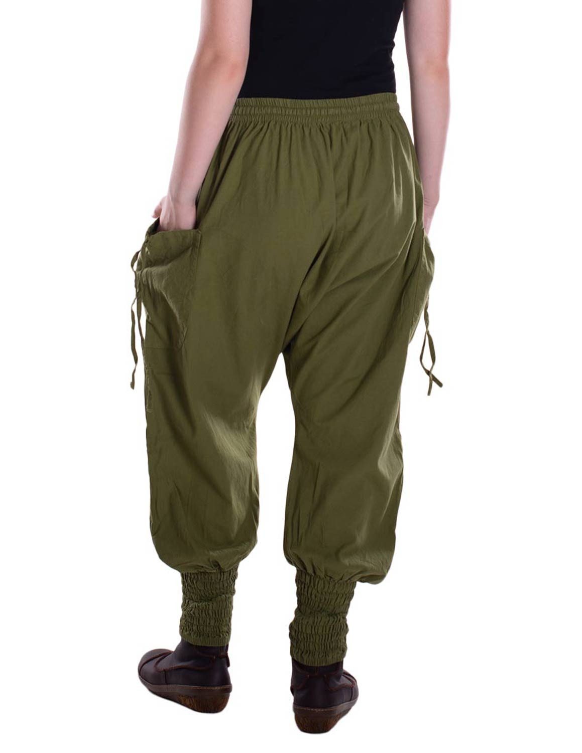 Vishes Haremshose Hose aus Baumwolle mit Gummibund und seitlichen Taschen Alternative Mode, Ethno, Hippie, Goa Style