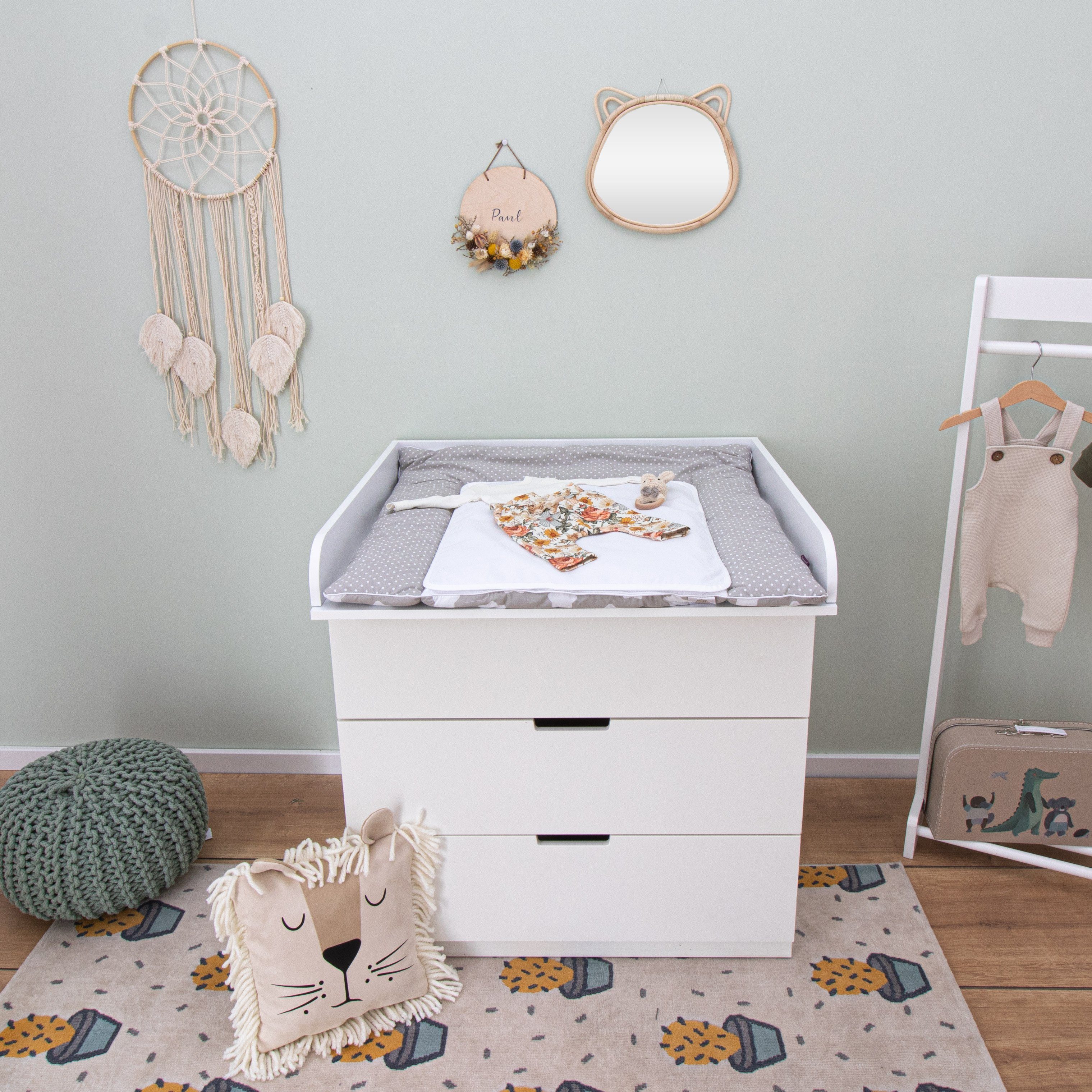 Puckdaddy GmbH Wickelaufsatz Ferdinand (80x11x71cm) für IKEA Nordli Kommoden, Wickelaufsatz für IKEA Nordli oder Koppang Kommode