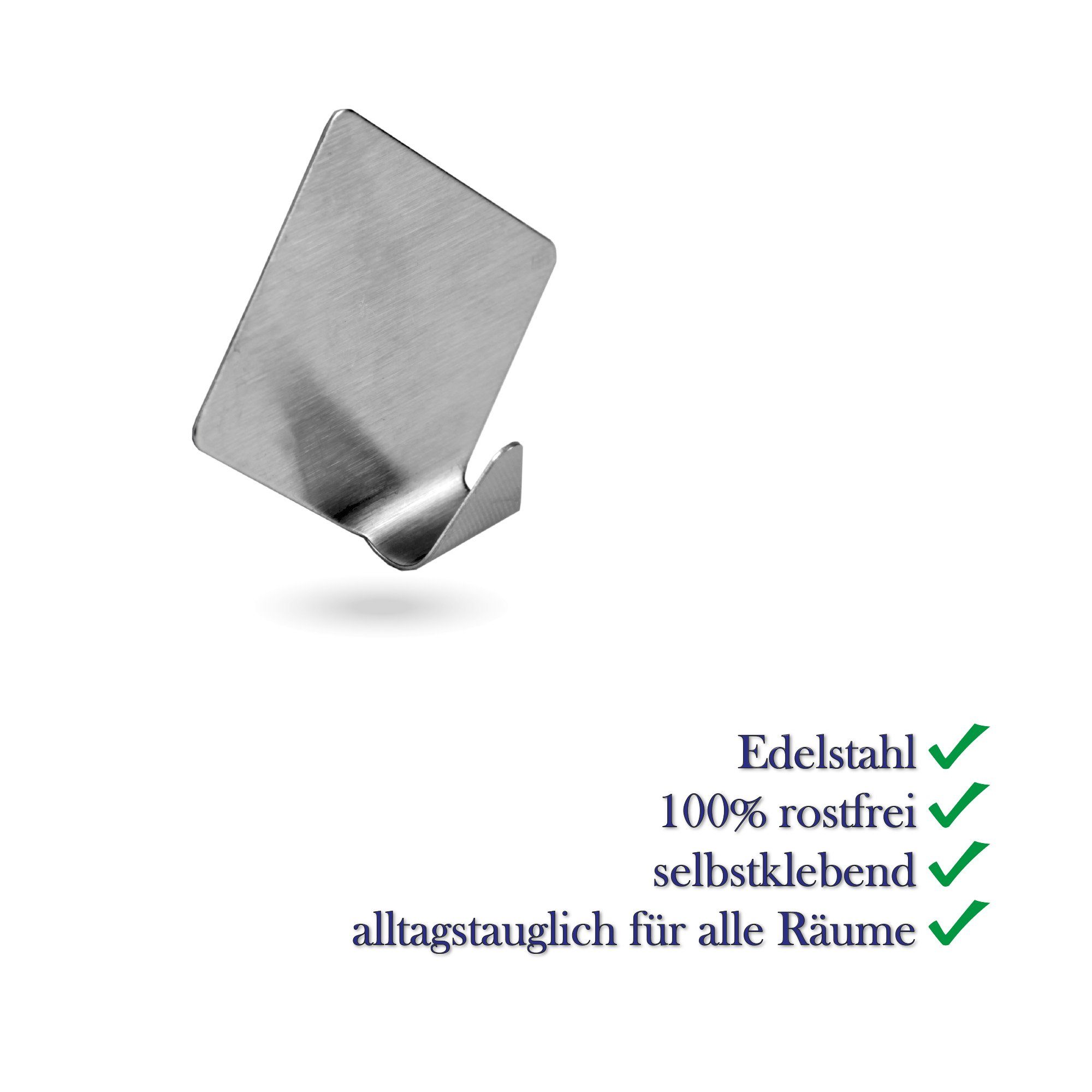 Bestlivings Wandhaken Wandhaken Edelstahl, selbstklebend, 4er, Badezimmer, Türen, Duschen, Badewannen, Vorhänge, Küche, (4-St), Silber aus Edelstahl, Rostfrei Aufhänger Bilderhaken ohne Bohren