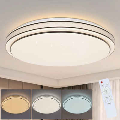 ZMH LED Deckenleuchte Schlafzimmerlampe Sternenhimmel Modern Küchenlampe Rund, LED fest integriert, 3000-6000k, ∅27cm, Flimmerfrei, 3000-6000k