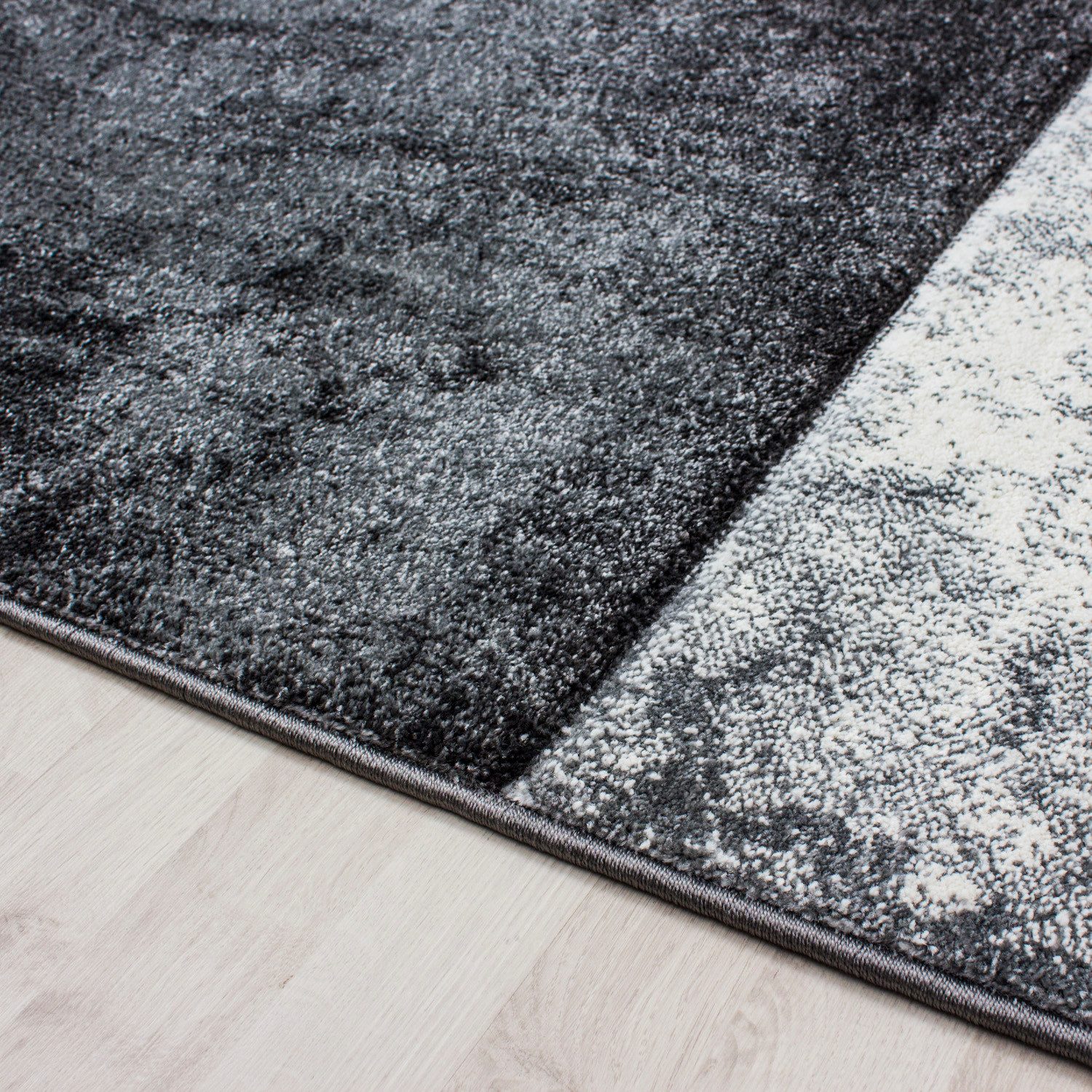 Carpettex Frisé-Teppich Kariert Design, Rechteckig, Höhe: 13 mm, Designer Wohnzimmer Teppich Kurzflor Konturenschnitt Kariert Design
