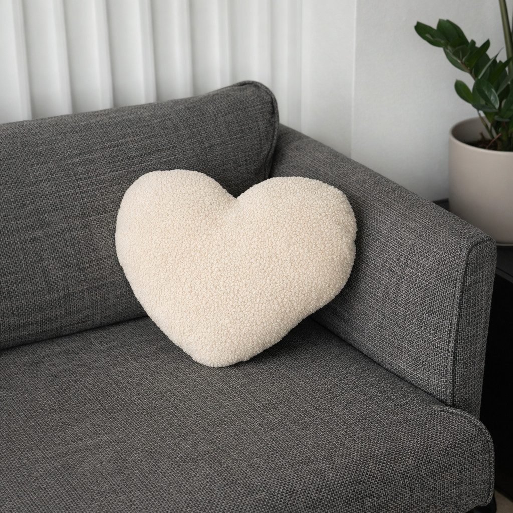 BABEES Dekokissen DEKOKISSEN Boucle Kuschelkissen Herz Wolke GROß 40x25, XXL 60x35 cm, Deko Kissen Geschenk Baby Kinderzimmer Weihnachten Babyshower