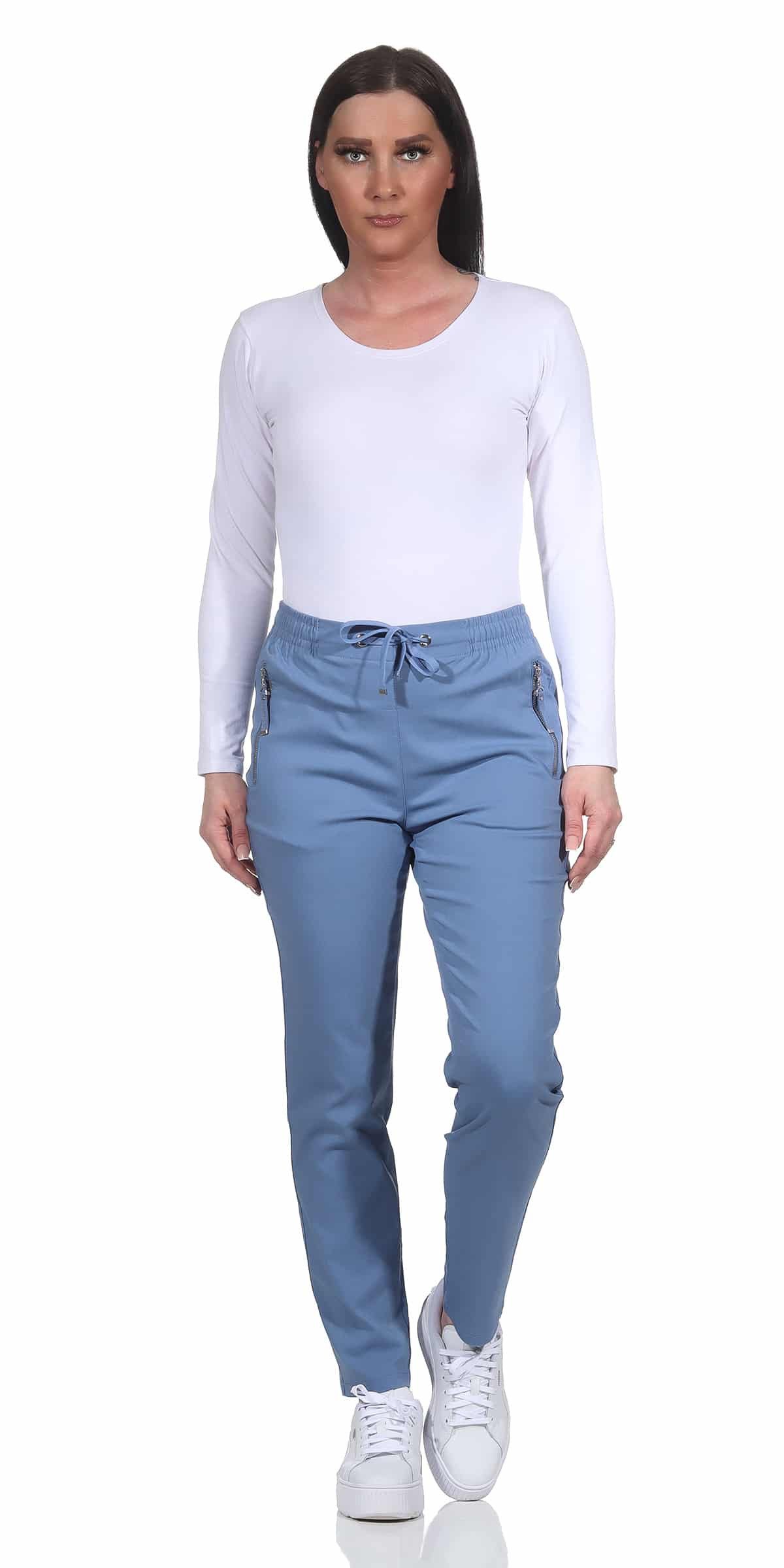 Alica Collection Chinohose Schlupfhose Damen Stretch Hose leichte Sommerhose - Kurzgröße mit Gummibund & Kordelzug, in großen Größen erhältlich