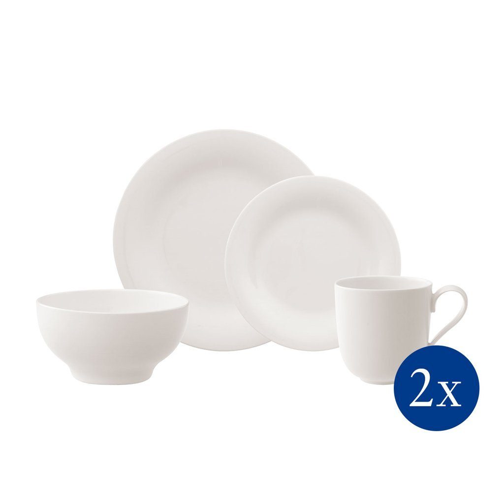 Villeroy & Boch Geschirr-Set New Cottage Basic Starter-Set 8-teilig (8-tlg), 2 Personen, Porzellan