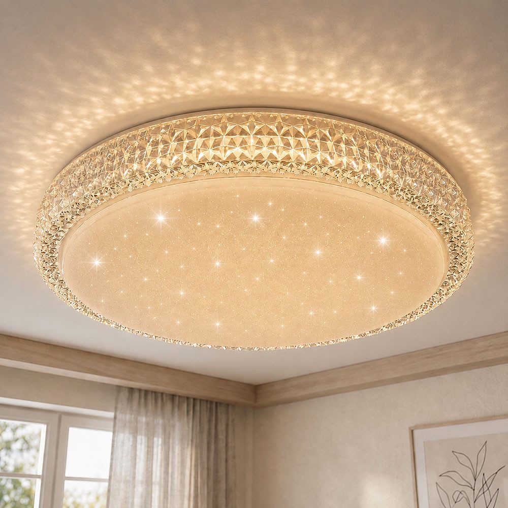 GLOBO LIGHTING LED Deckenleuchte, LED-Leuchtmittel fest verbaut, Kaltweiß, Warmweiß, Neutralweiß, Tageslichtweiß, Farbwechsel, Deckenleuchte Kristallleuchte