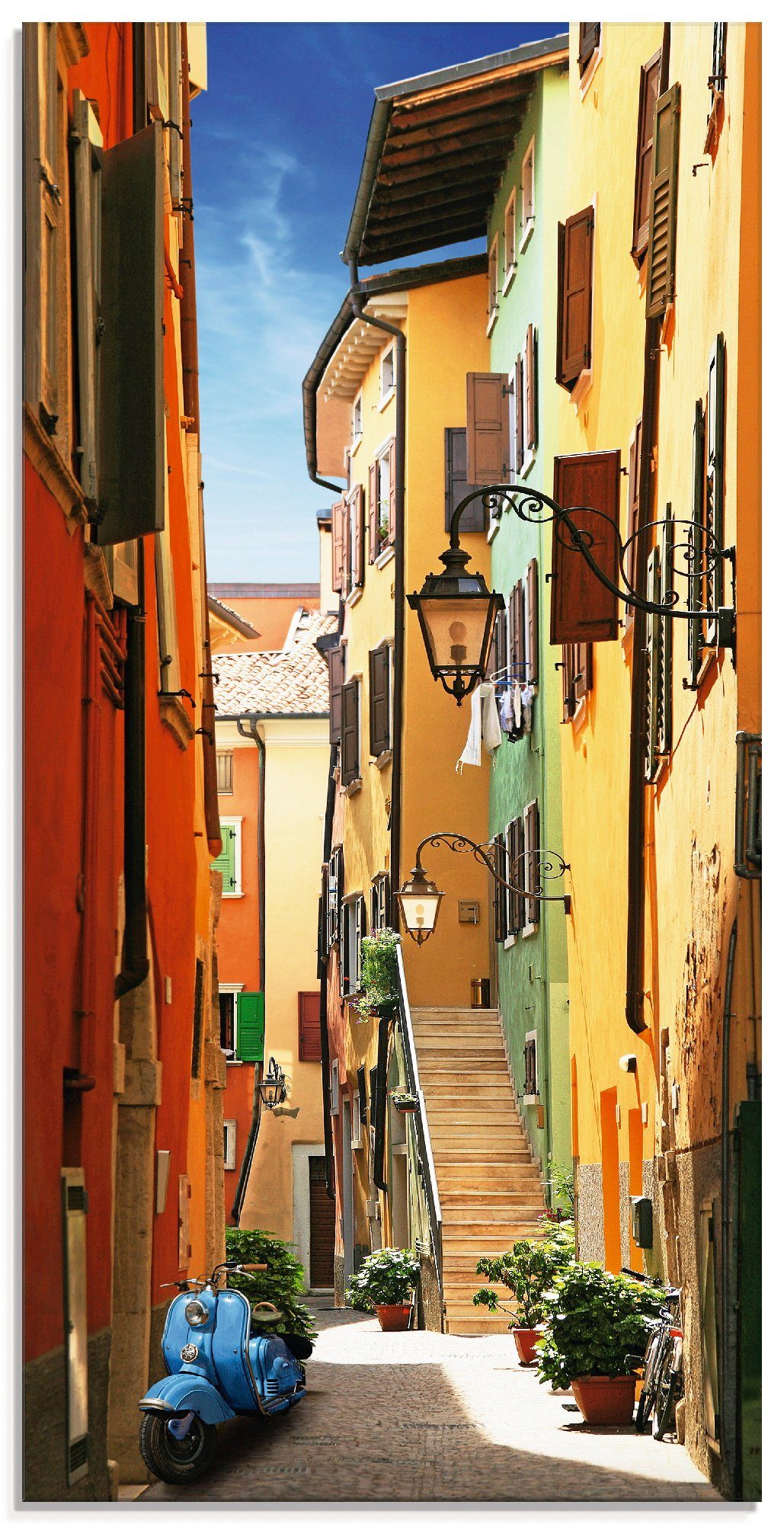 Artland Glasbild Altstadtgasse Riva del Garda, Architektonische Elemente (1 St), in verschiedenen Größen