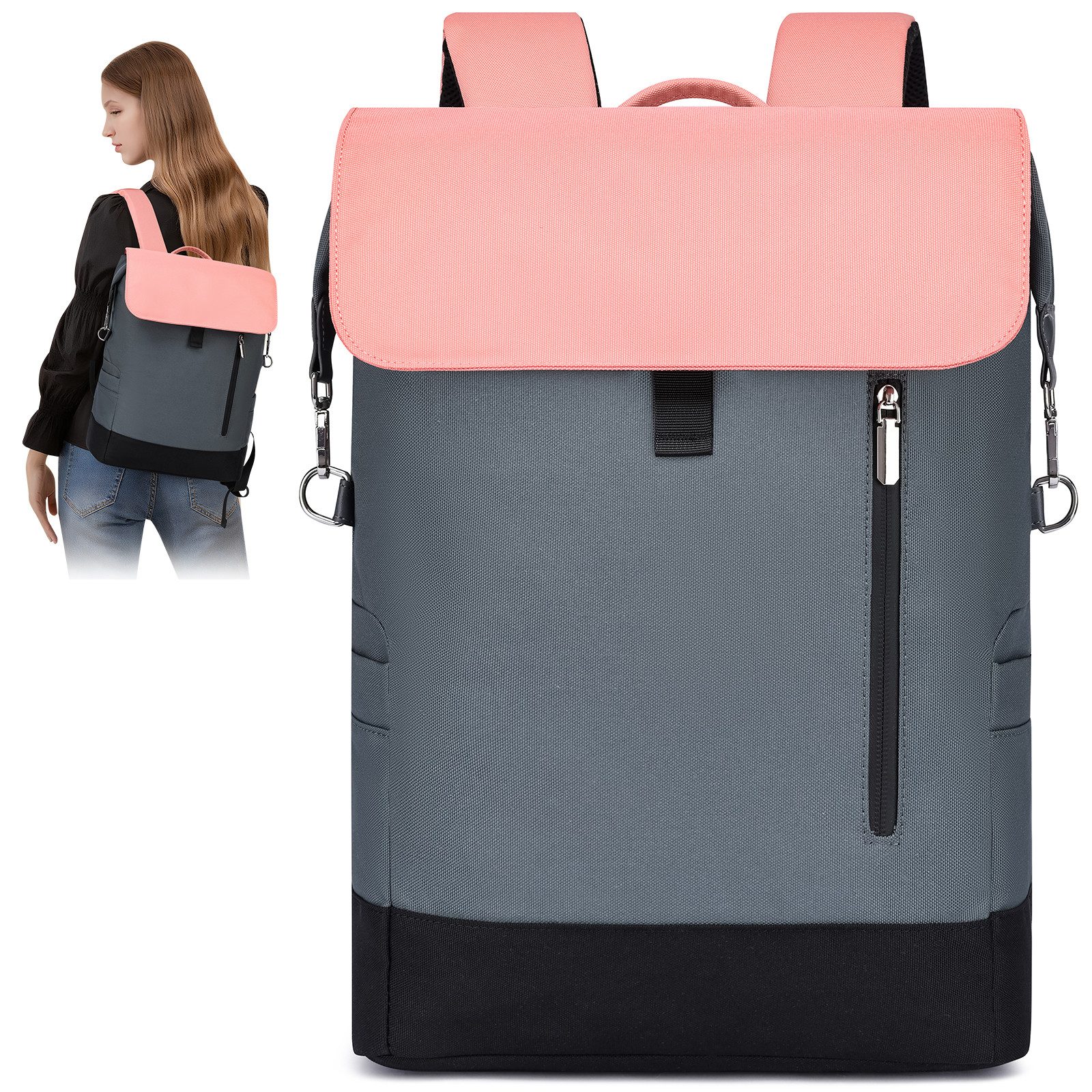 MODFU Laptoprucksack Damen Laptop Rucksack Рюкзаки Schulrucksack Freizeitrucksack (Cityrucksack Sportrucksack mit Laptopfach, 1-tlg., Unisex Reiserucksack, Wasserabweisender, Laptop für 13 Zoll), für Uni Arbeit Schule Büro Outdoor Freizeit Fahrrad Reisen