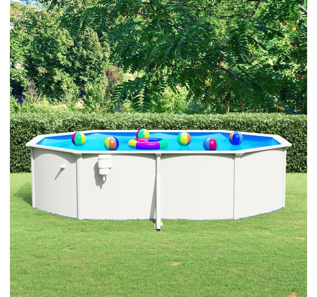 Thumbnail - vidaXL Pool, mit Stahlwand Oval 490x360x120 cm Weiß