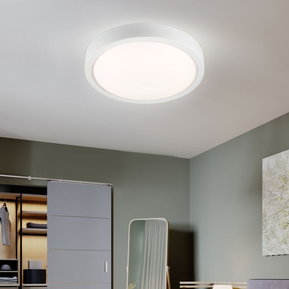 Nordlux LED Deckenleuchte, Leuchtmittel inklusive, Warmweiß, Deckenleuchte  Metall weiß rund Deckenlampe, IP44, 1x