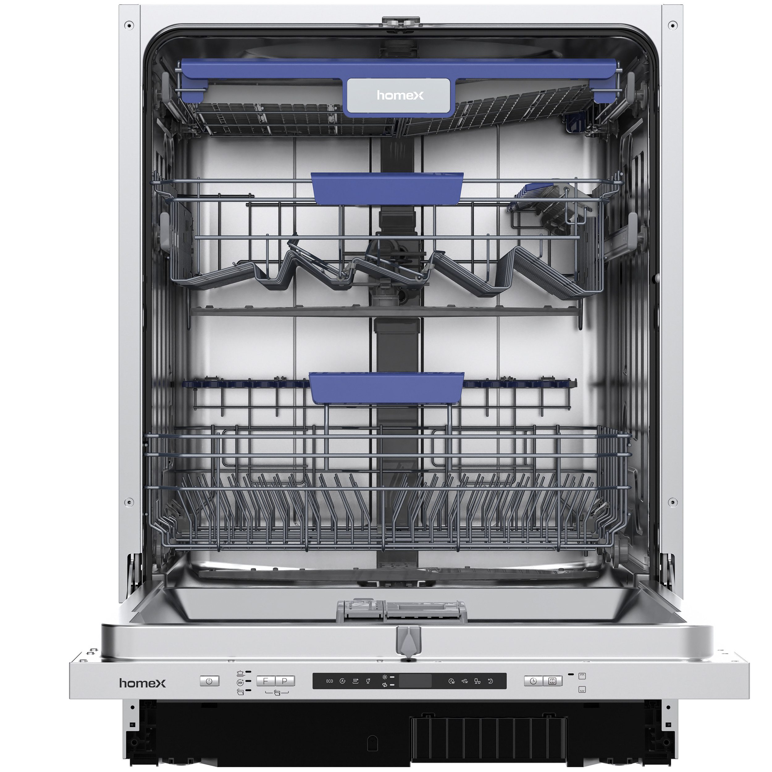 homeX vollintegrierbarer Geschirrspüler DWFI601442A, 10 l, 14 Maßgedecke, Einbau Spülmaschine vollintegriert 60 cm, 8 Programme, AquaStop, 42 dB