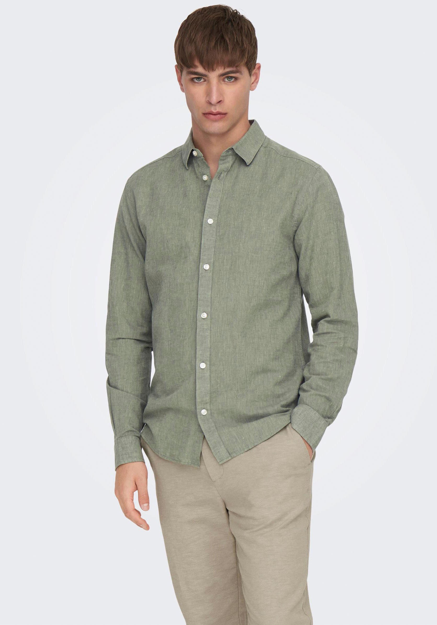 ONLY & SONS Langarmhemd ONSCAIDEN LS SOLID LINEN SHIRT NOOS günstig online kaufen