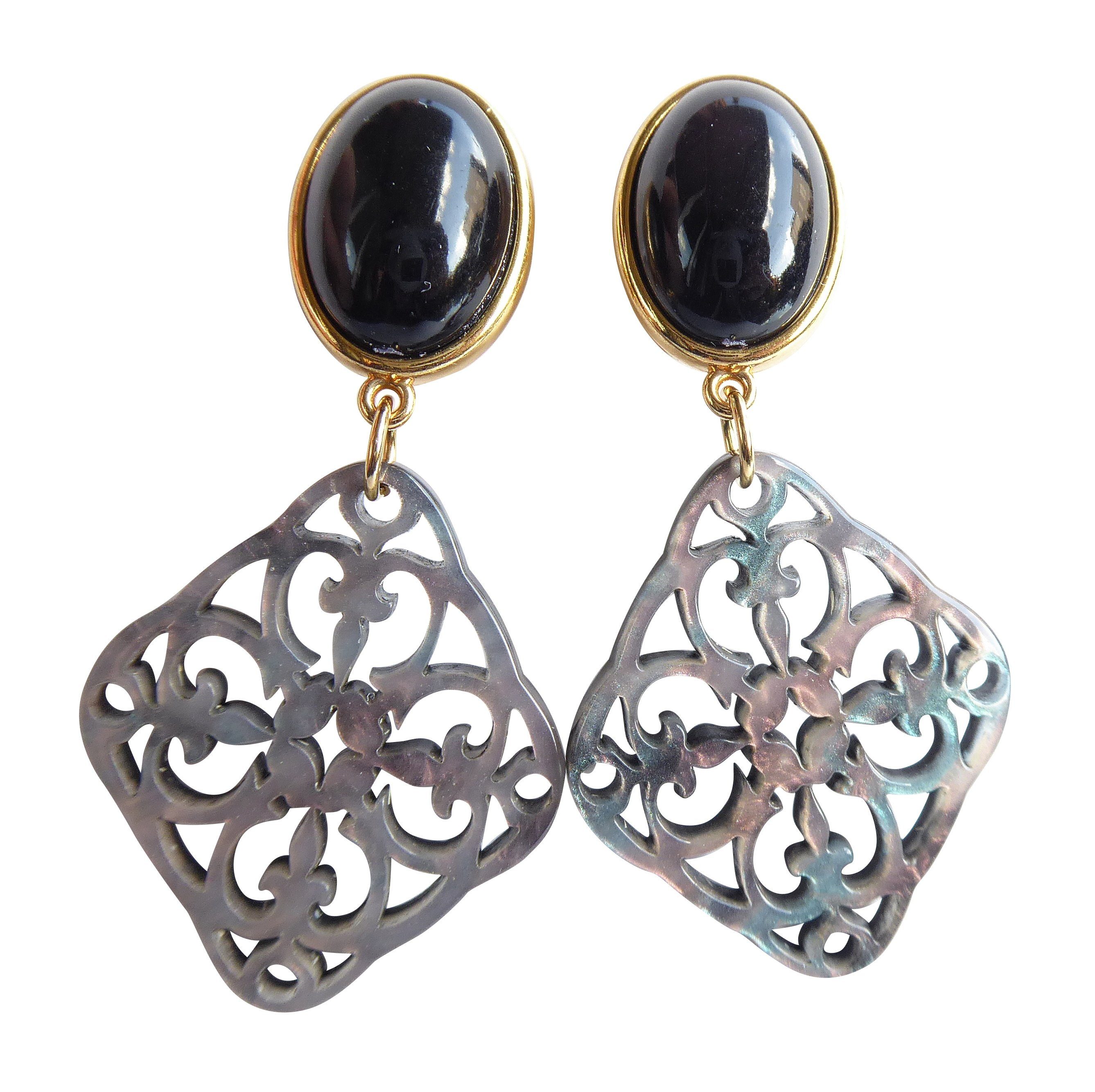 Mugello Paar Клипсы Frieda Clips schwarz-grau schönes Geschenk elegant festlich, made in Germany Designer JustWin, Statementohrringe