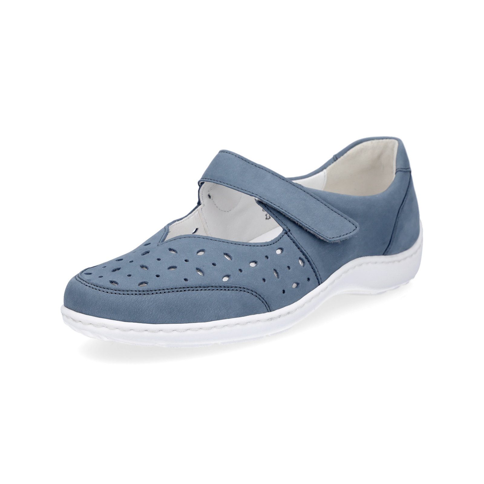 Waldläufer Damen Leder Klettschuh denim blau Slipper