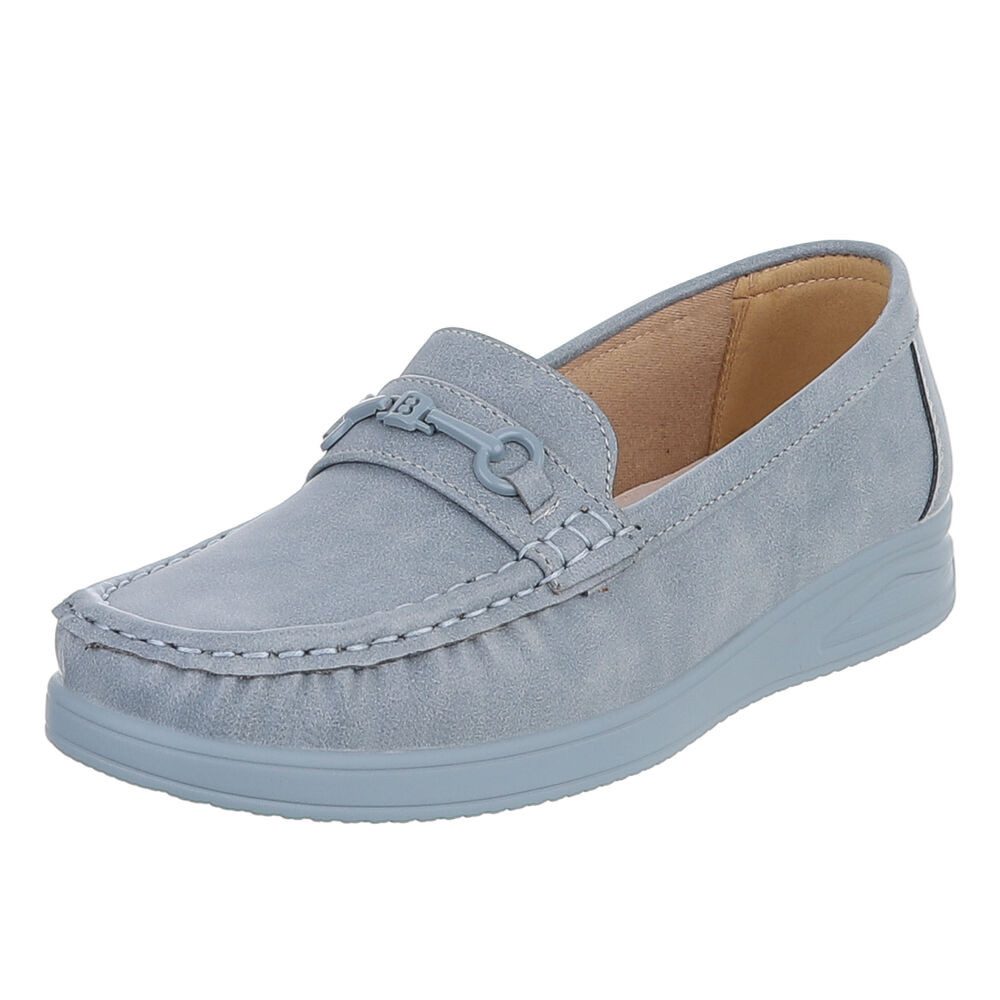 Ital-Design Damen Loafer Mokassin Slip-On mit Zierdetail Slipper (91849567) Flach Mokassins in Hellblau