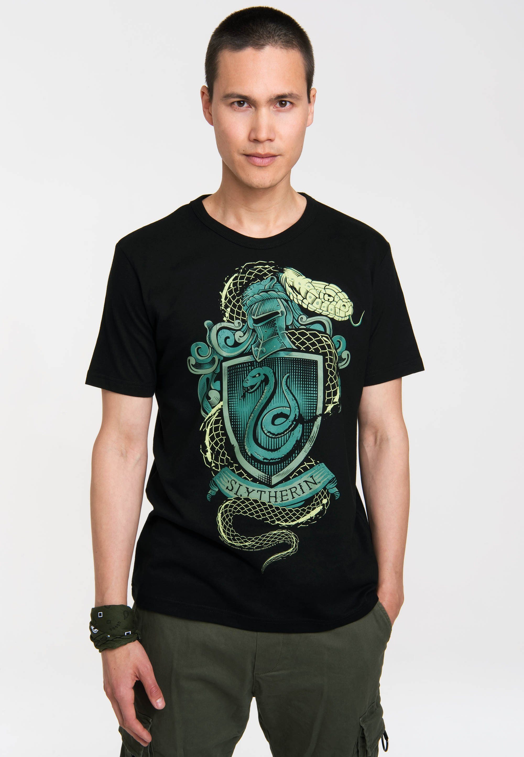 T-Shirt coolem Slytherin LOGOSHIRT mit Logo Frontdruck