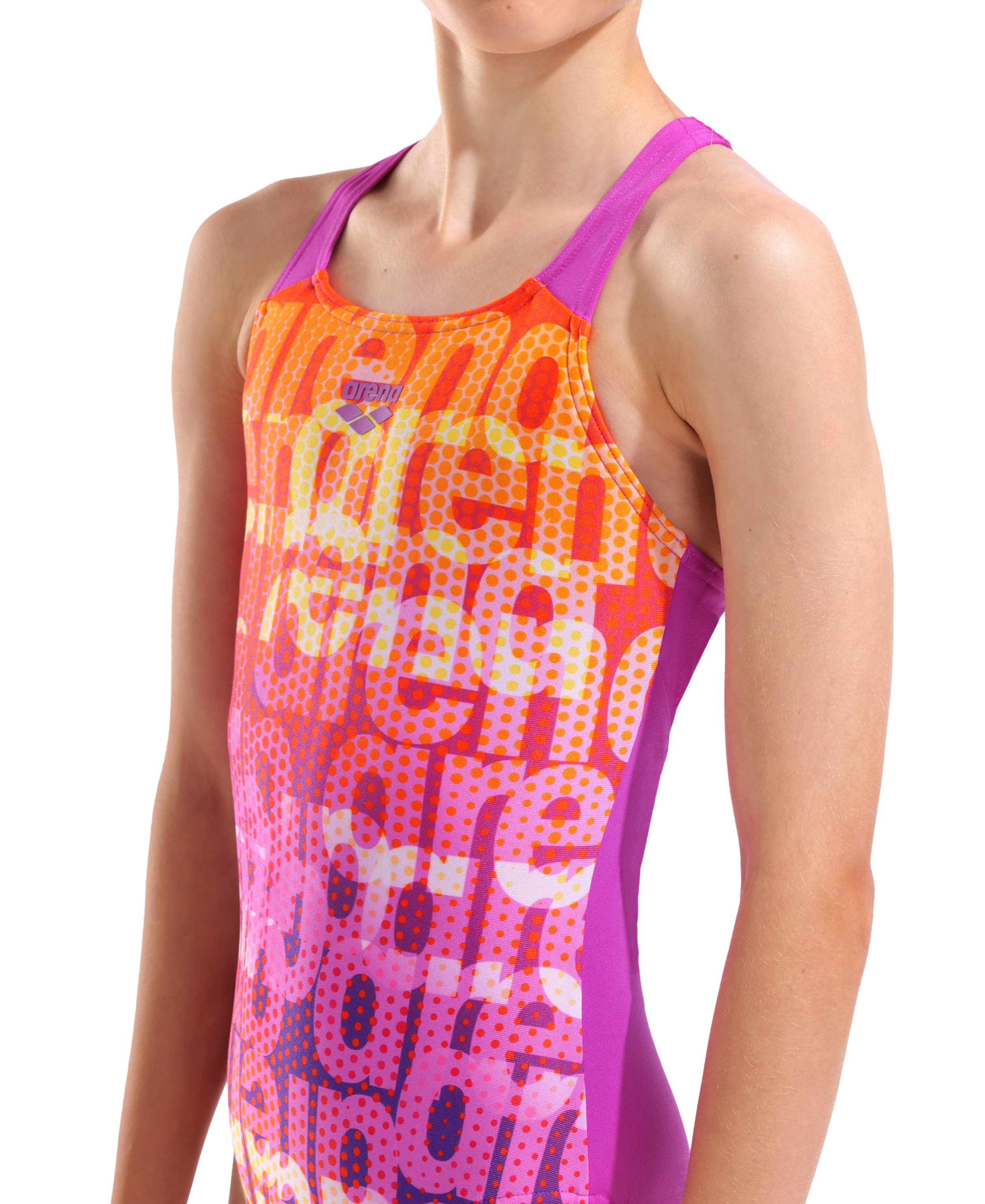 Arena Badeanzug G ARENA MULTI COLOURS SWIMSUIT V BACK für Mädchen (1-St)