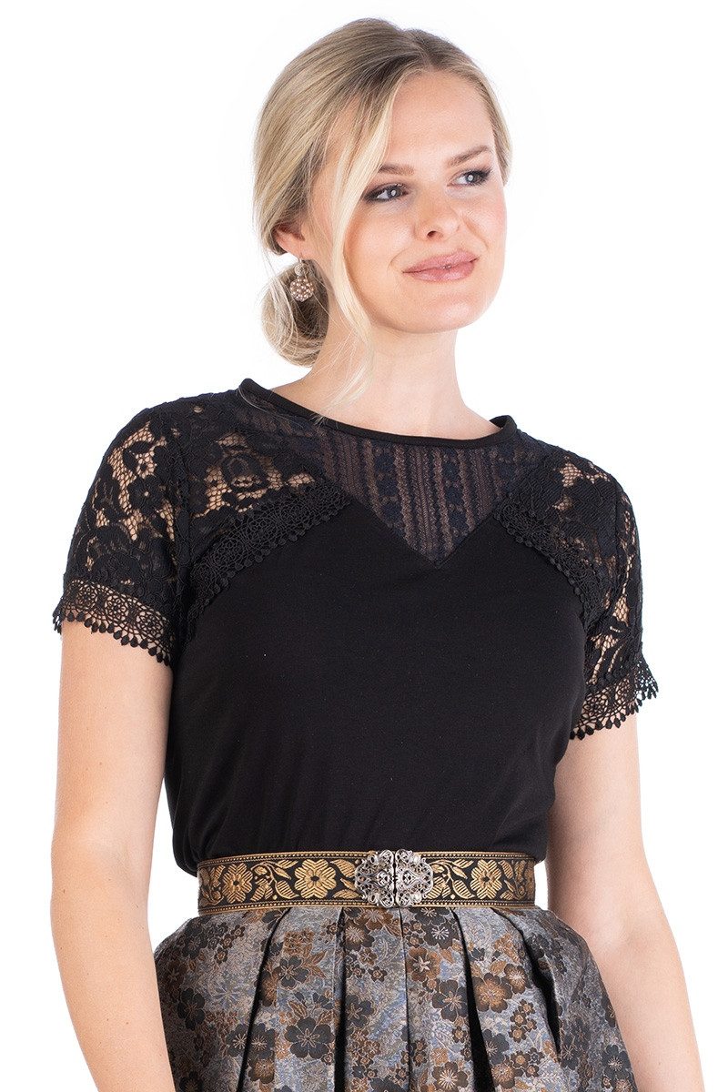 Hangowear Trachtenbluse Blusenshirt Damen - AYSE II - schwarz