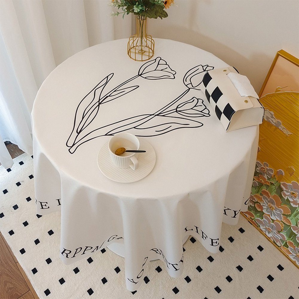FELIXLEO Tischdecke Tischdecke waschbare für Bedruckt Design Linie Küche Party Blumen