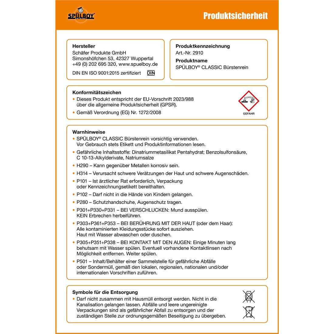 BieTal SPÜLBOY® Classic Bürstenrein 1 kg Dose Reinigungskonzentrat