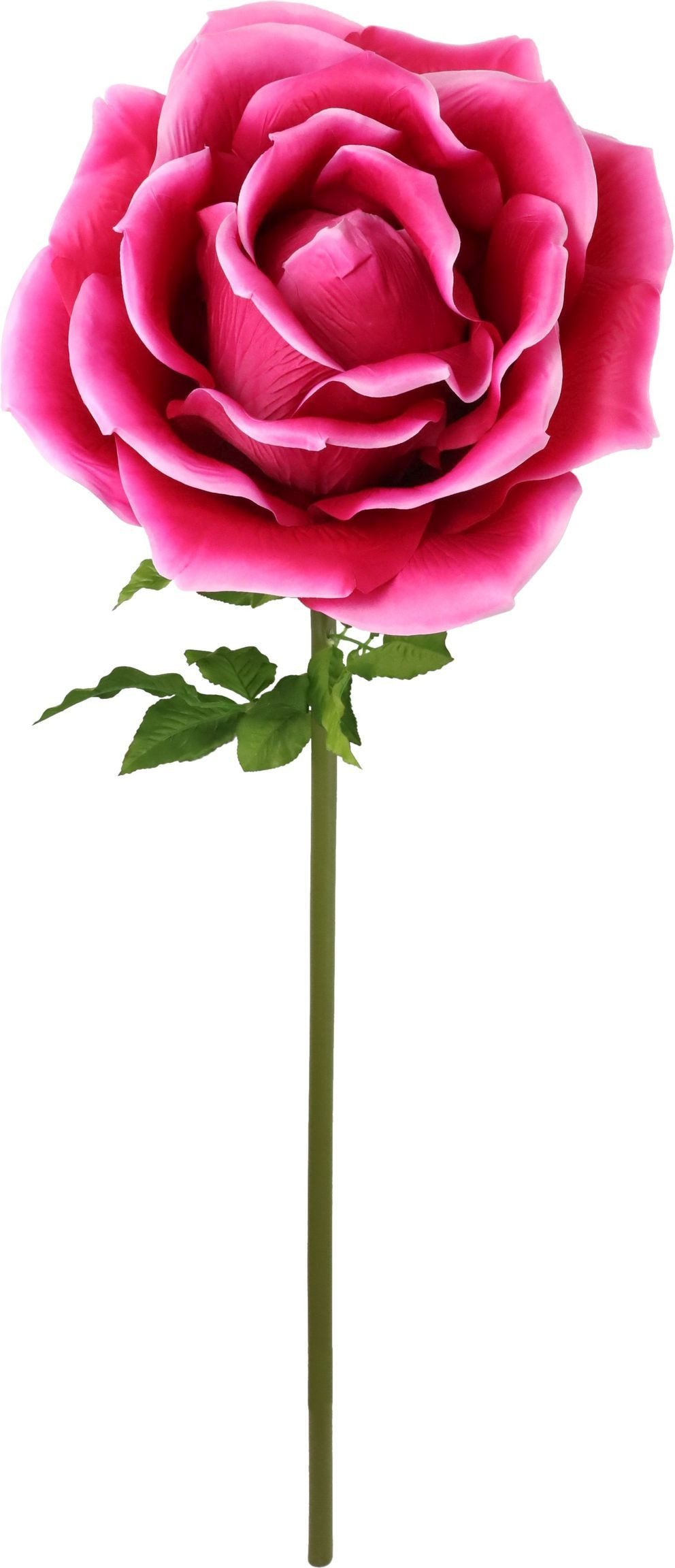Kunstblume, FURNARO, Höhe 120 cm, Riesenblume pinke Rose aus Polyester und Metall ca. 120cm