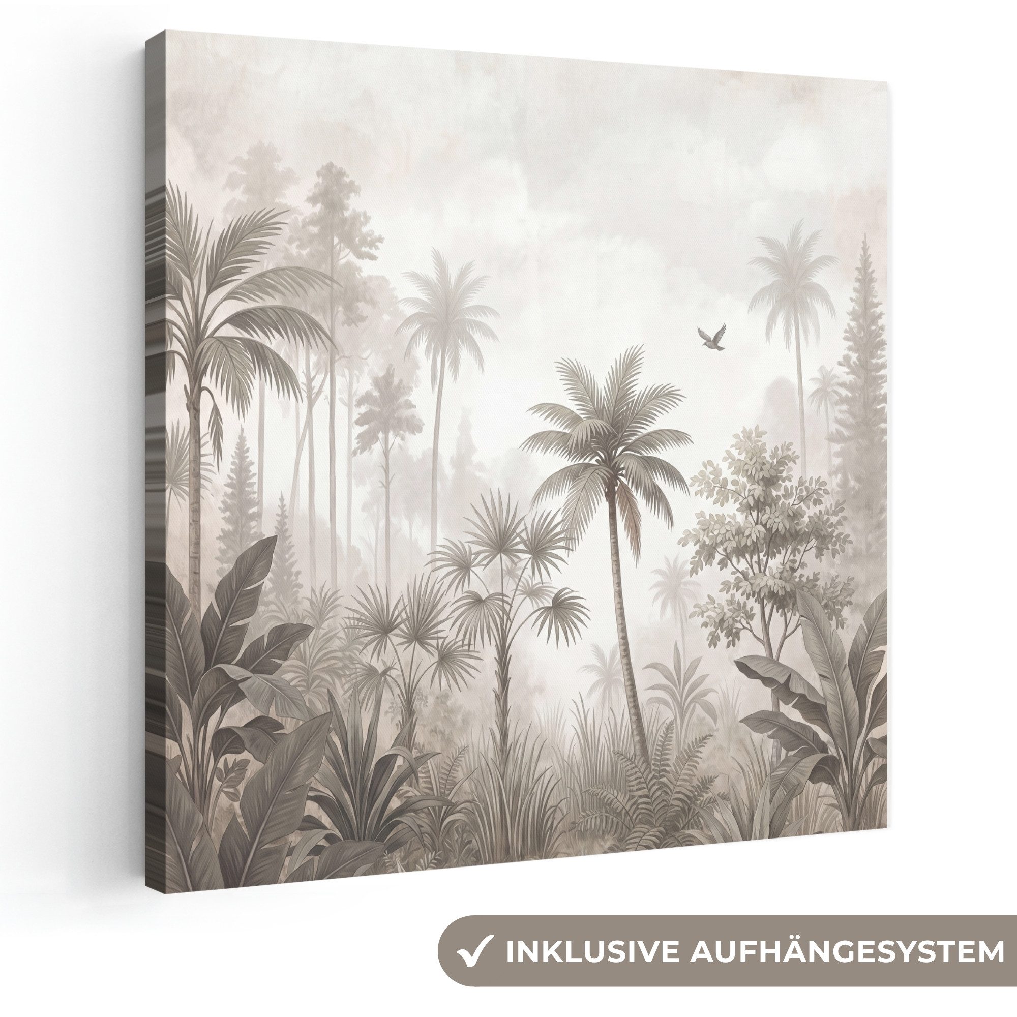OneMillionCanvasses® Leinwandbild Dschungel - Palmen - Natur, Fotodruck (1 St), Wandbild, Deko Schlafzimmer Wohnzimmer Flur 20x20 cm