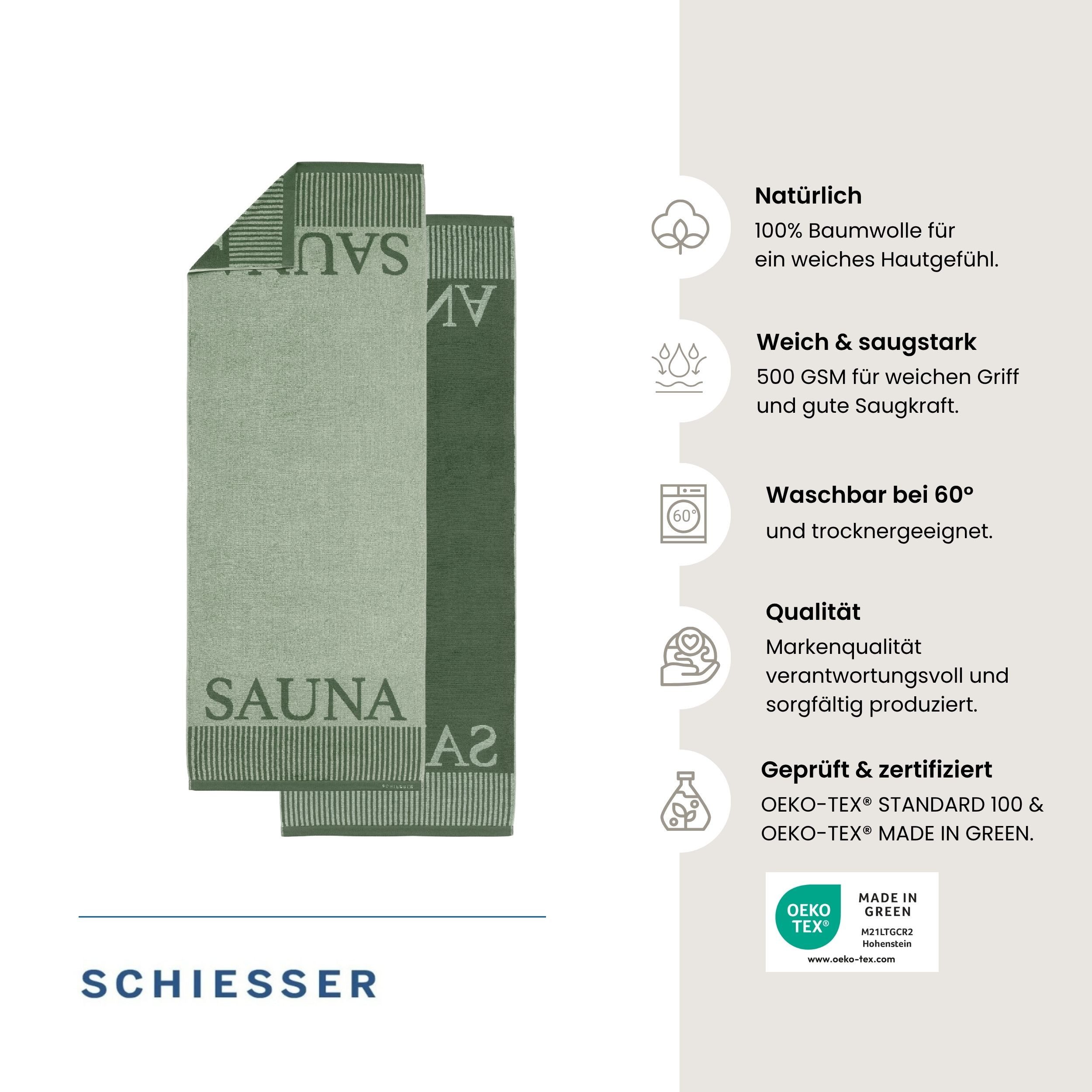 Schiesser Saunatuch Rom aus garngefärbtem, kuschelweichem Baumwollfrottier, Frottier (1-St), OEKO-TEX® MADE IN GREEN – Bild 2 von 5