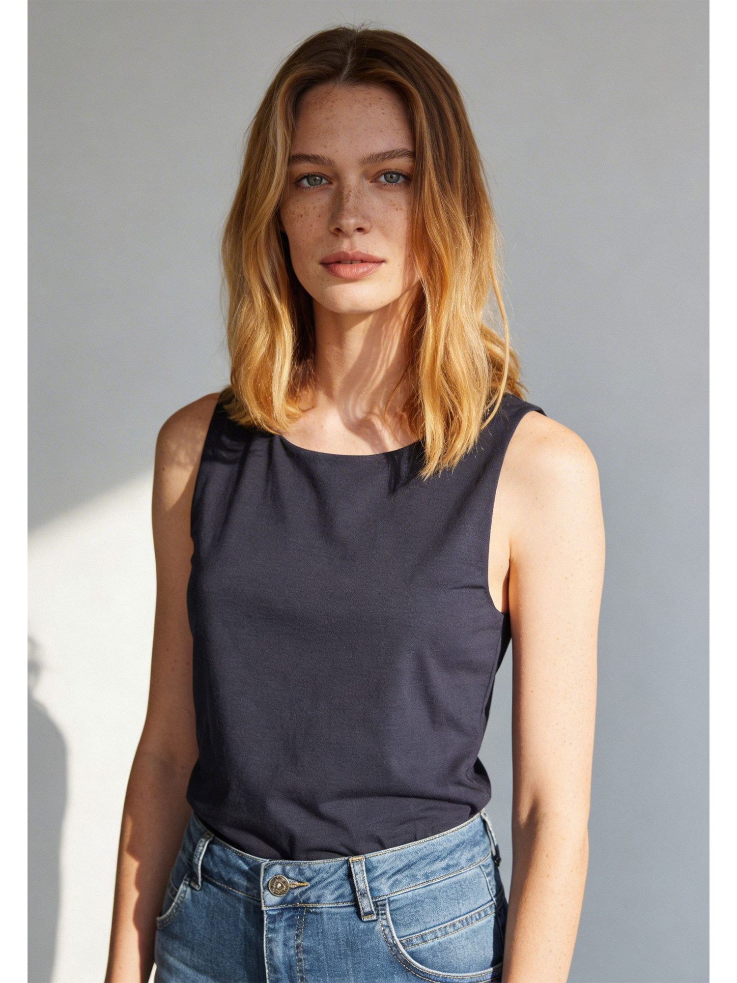 MORE&MORE Shirttop Stretch-Basic-Top, Vorderteil gedoppelt günstig online kaufen